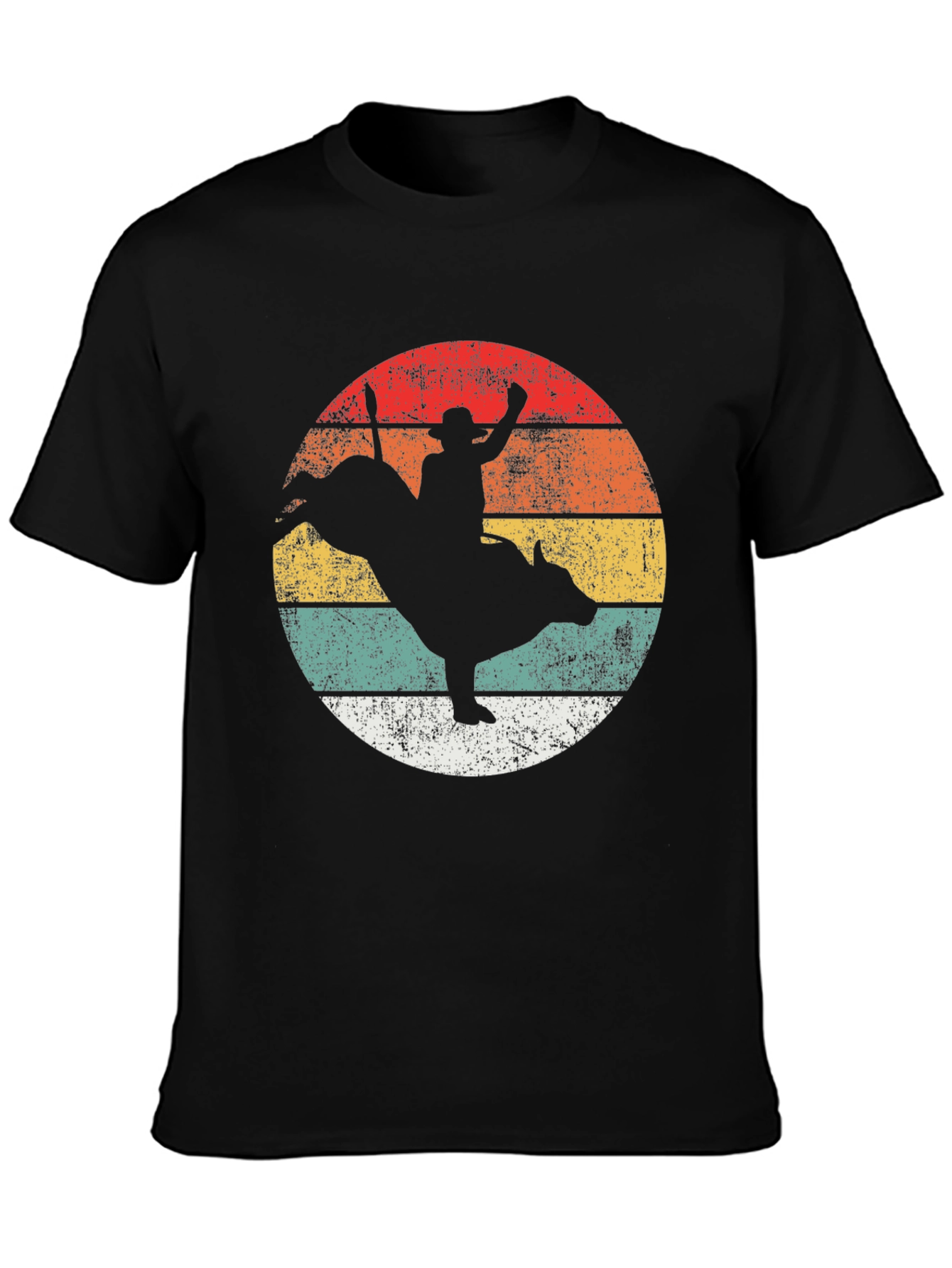Black Retro Rodeo T-Shirt - Western Bull Riding Tee view 3