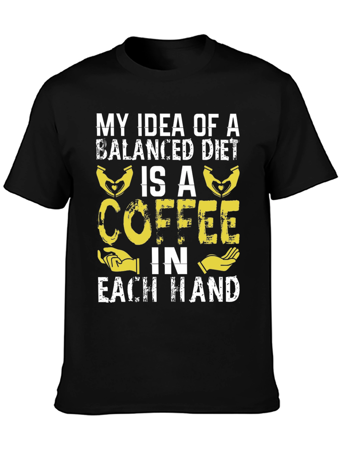 Black Coffee Balanced Diet T-Shirt Funny Graphic Tee view 3