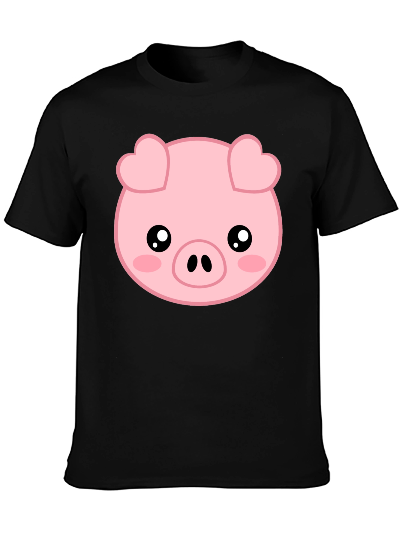 Black Cute Pig Graphic Tee - Black view 3