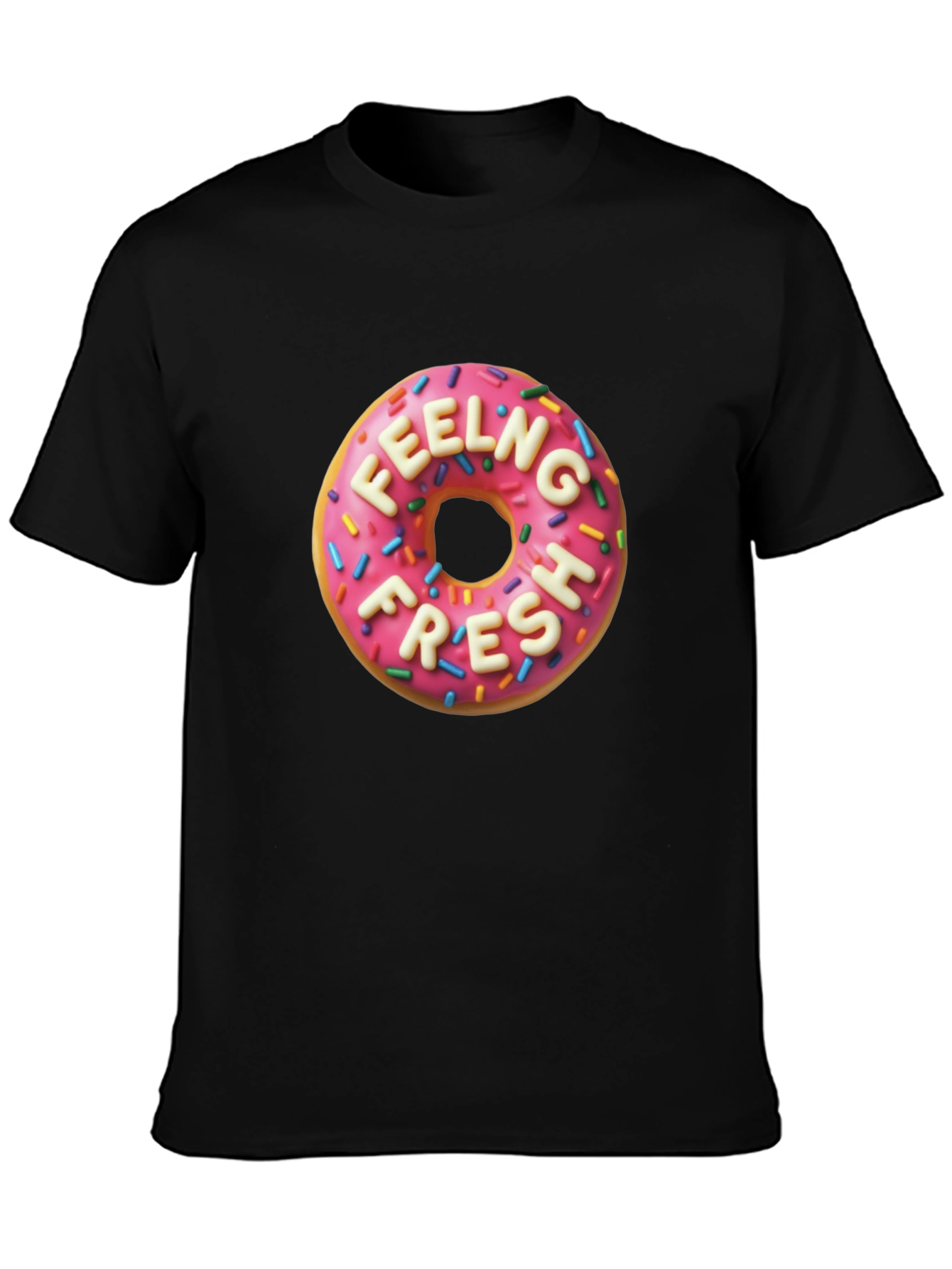 Black Feeling Fresh Donut Graphic Tee - Stylish & Comfortable view 3