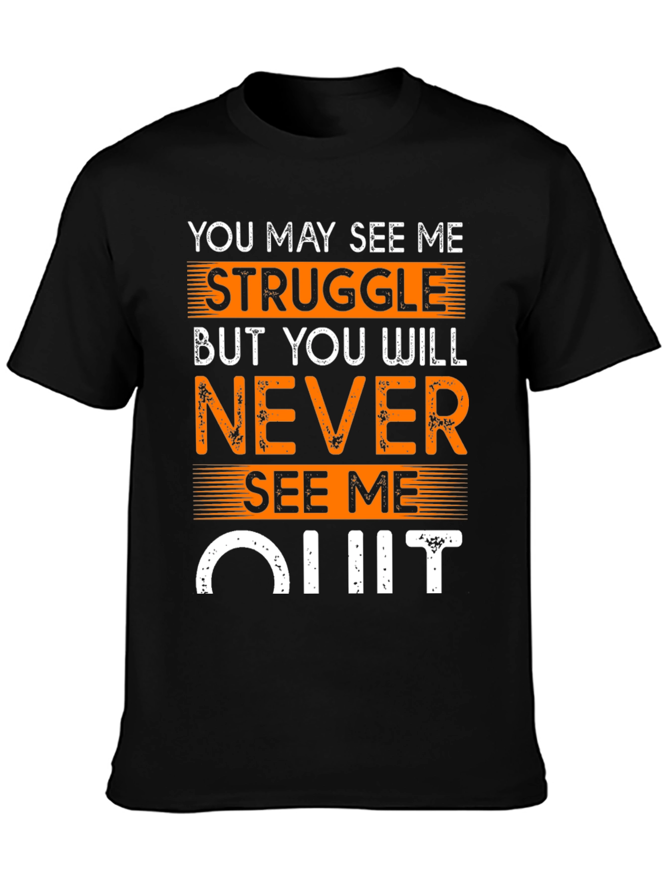 Black Motivational T-Shirt: Never Quit view 3