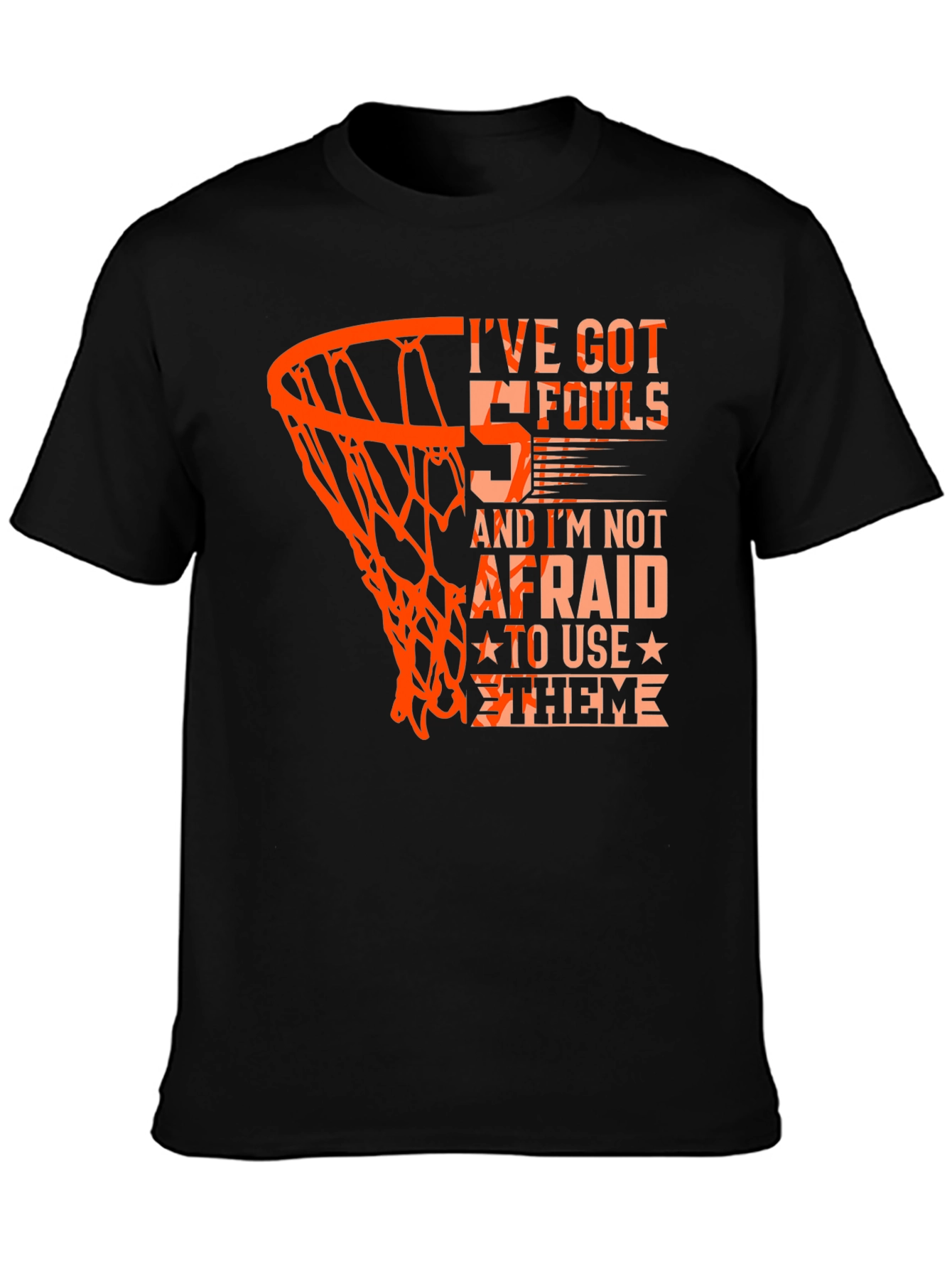 Black Basketball '5 Fouls' Graphic T-Shirt view 3