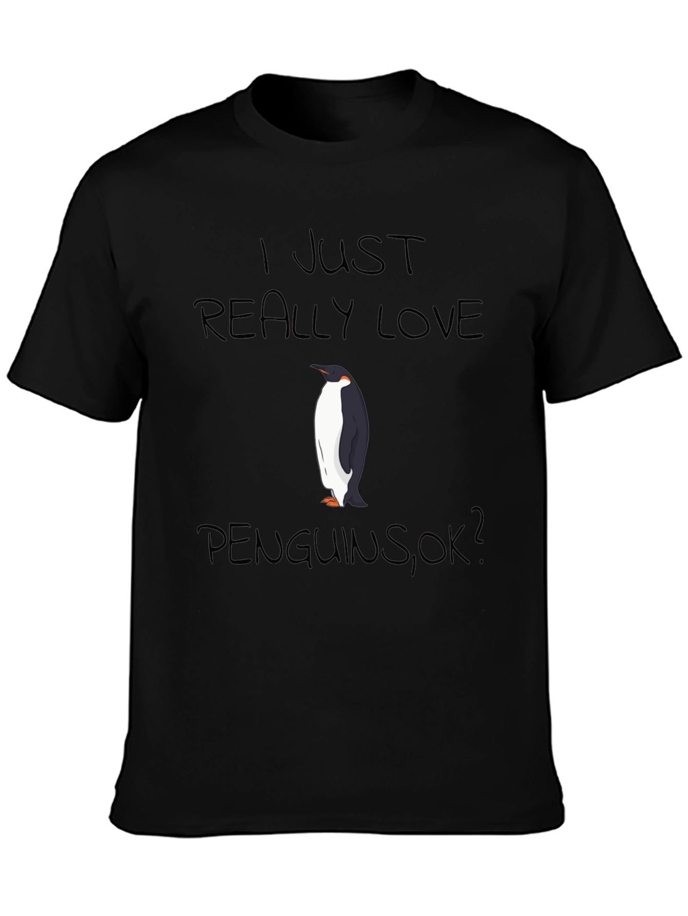 Black I Love Penguins Graphic T-Shirt view 3