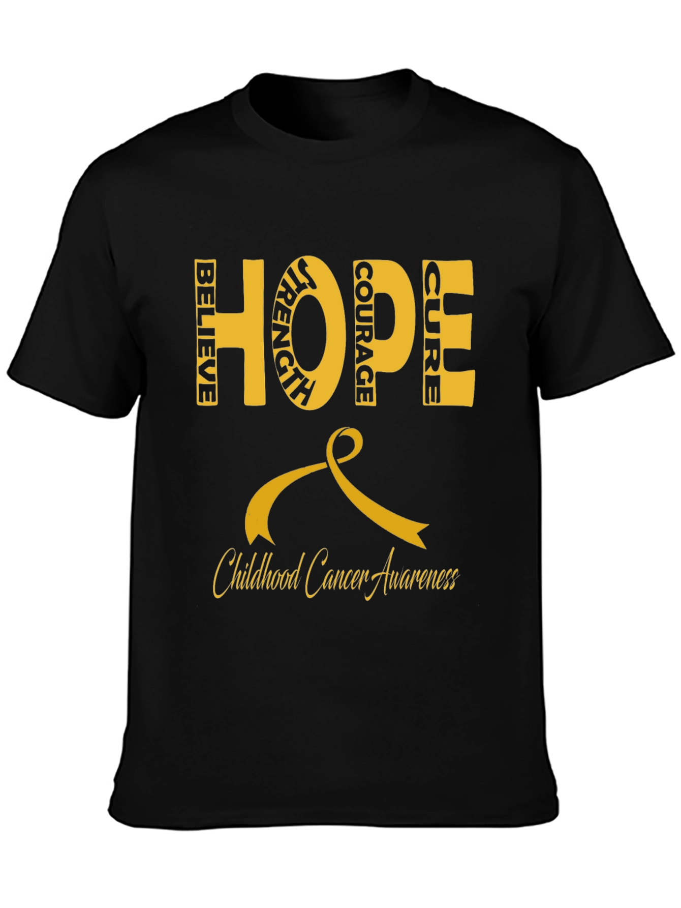 Black Childhood Cancer Awareness Hope T-Shirt view 3