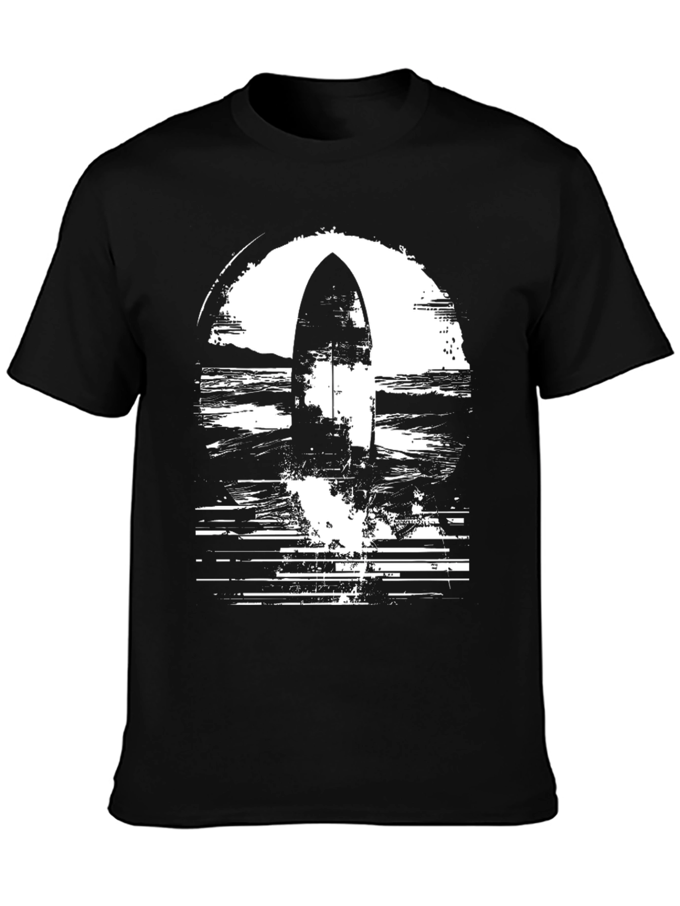 Black Surfboard Graphic Tee - Coastal Style - 3
