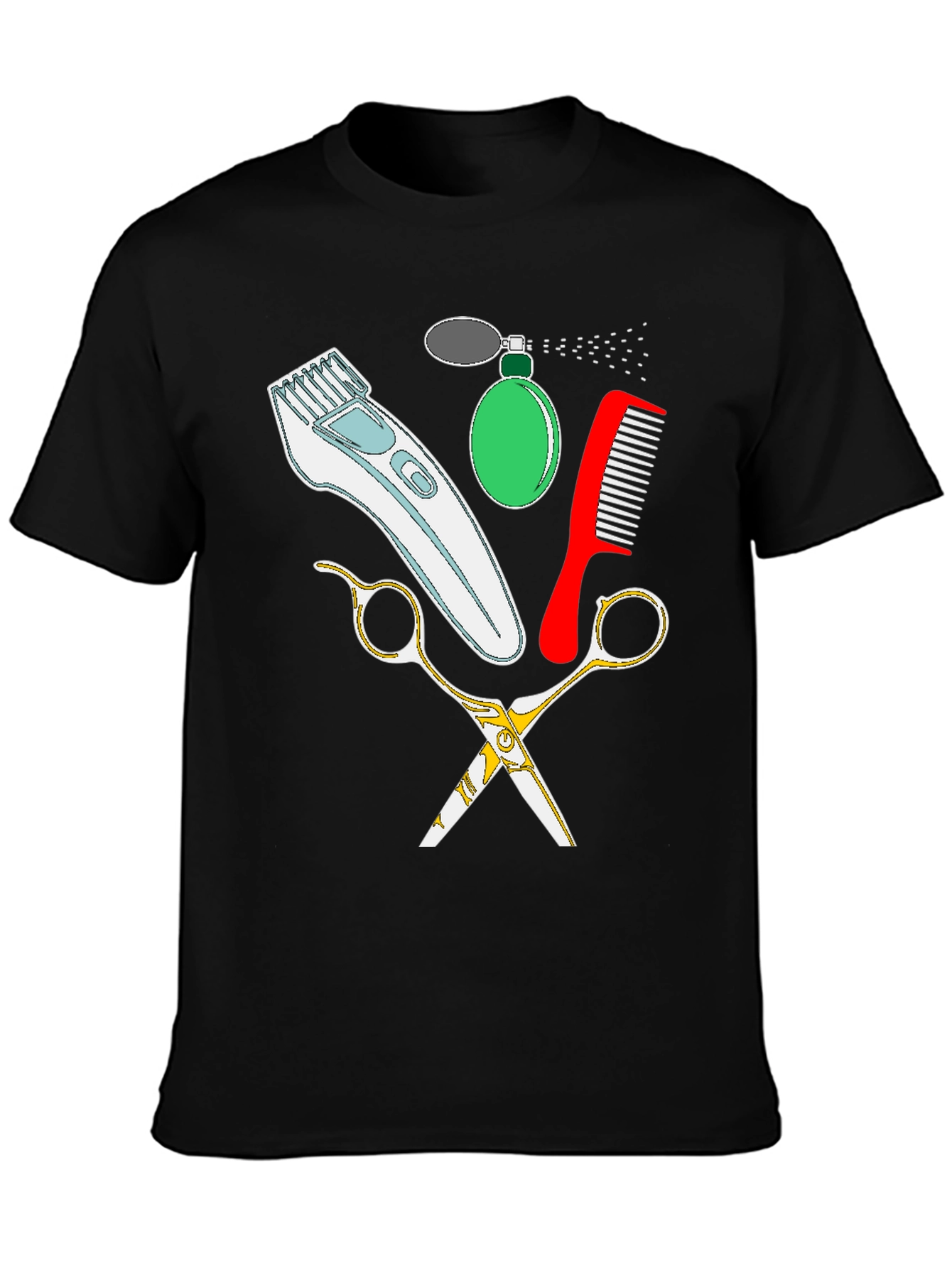 Black Barber Tools Graphic T-Shirt: Stylish and Unique Tee view 3
