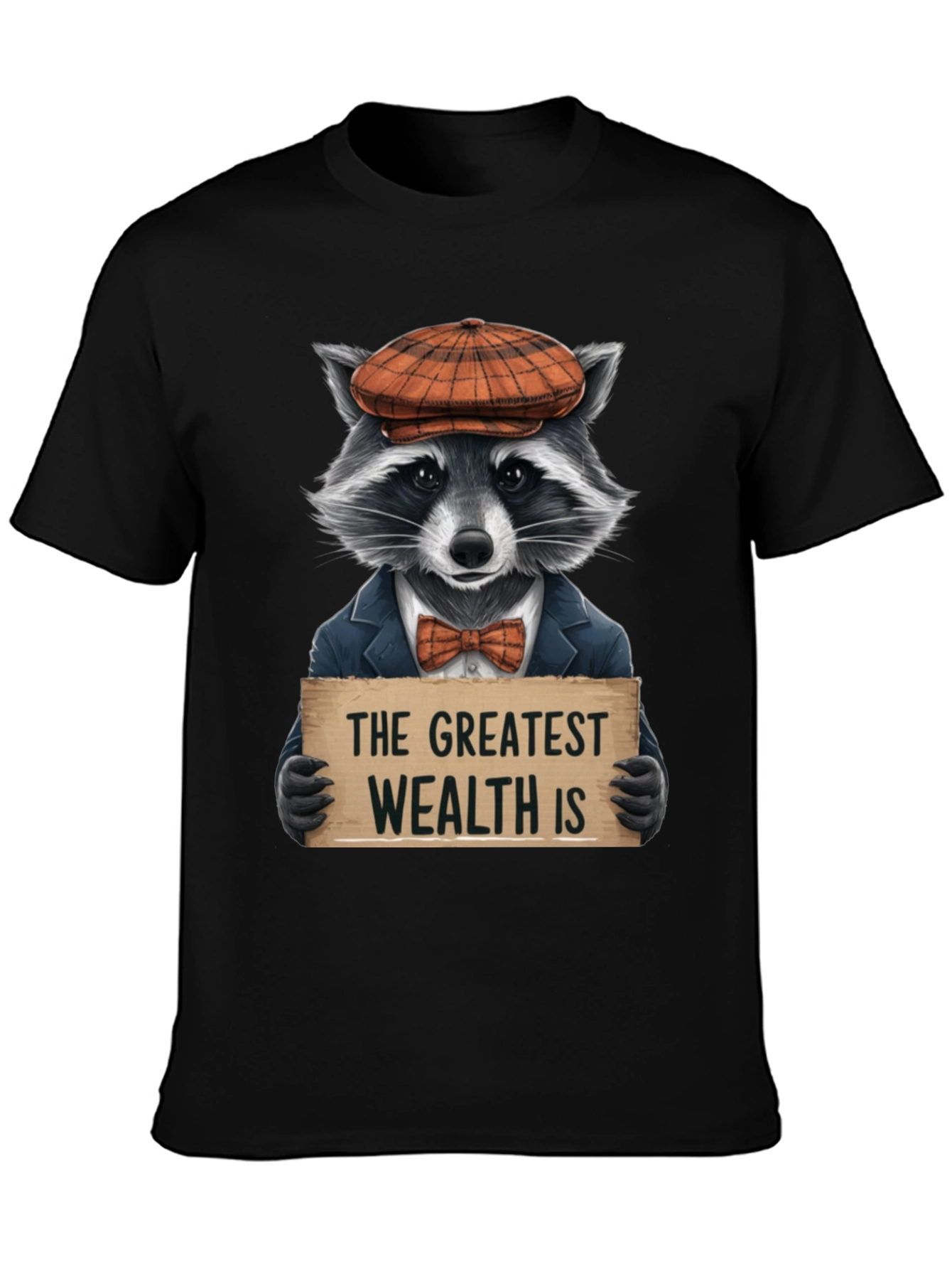 Black The Greatest Wealth Raccoon T-Shirt view 3
