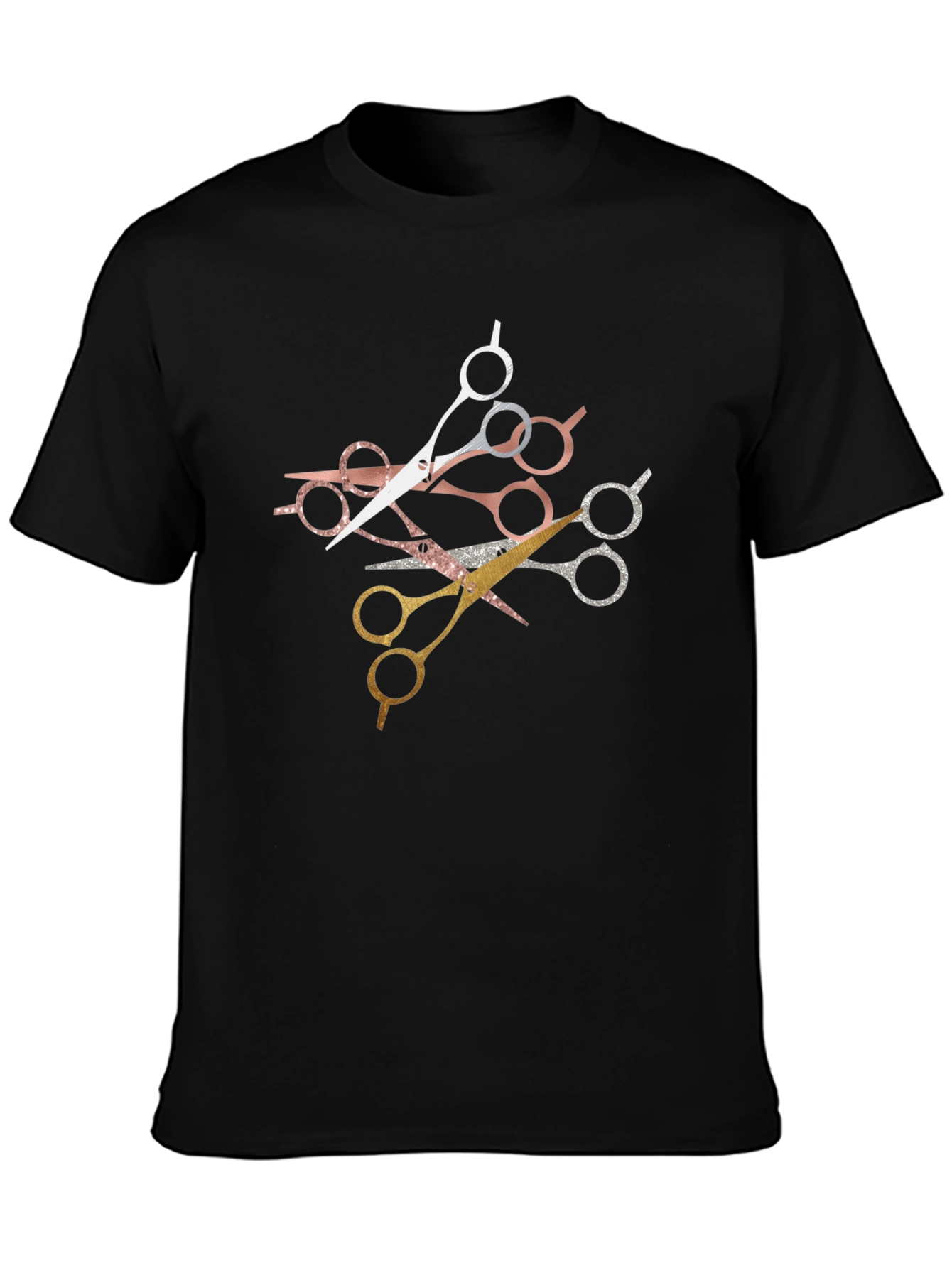Black Stylish Scissors Graphic T-Shirt - Barber Edition view 3