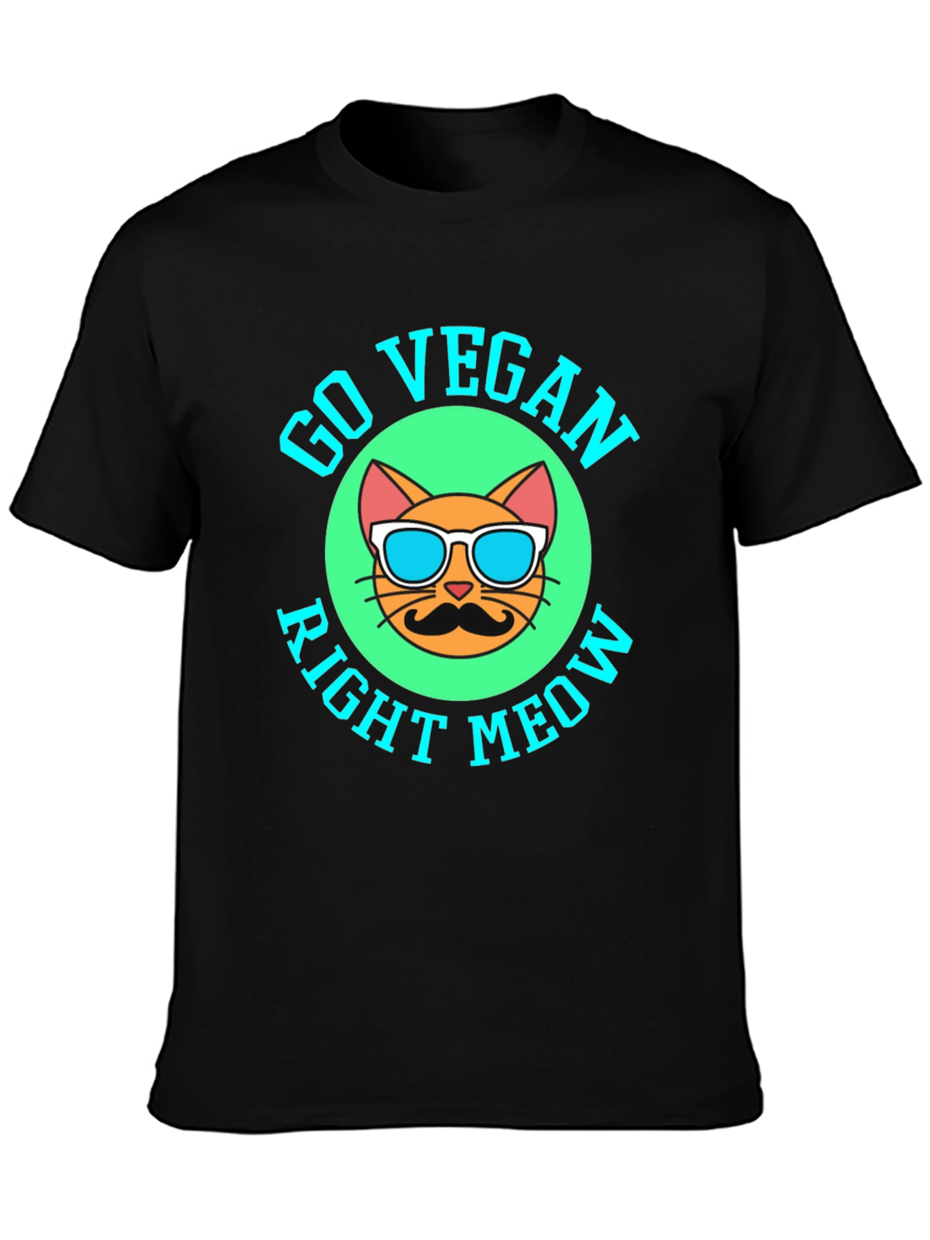 Black Go Vegan Right Meow T-Shirt view 3