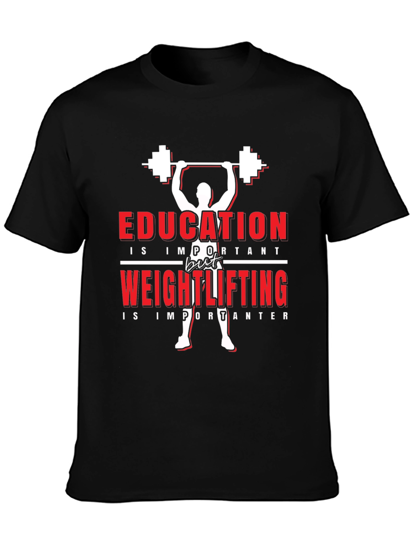 Black Education vs Weightlifting Graphic T-Shirt view 3