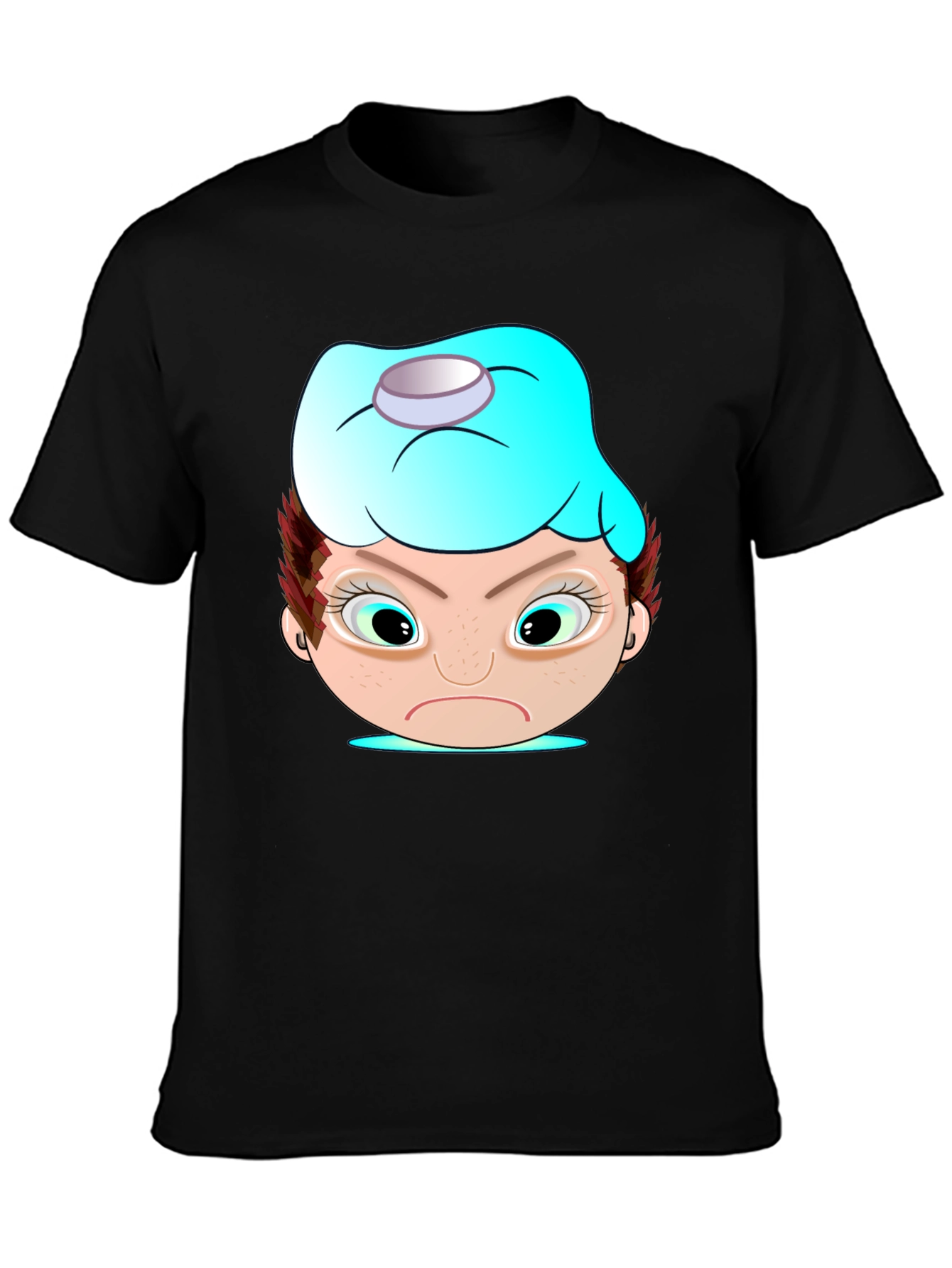 Black Funny Cartoon Headache T-Shirt view 3