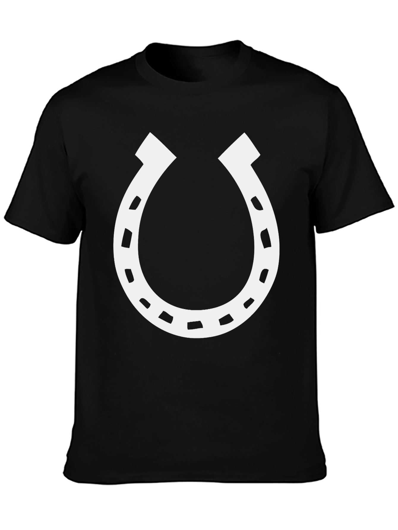 Black Lucky Horseshoe Graphic Tee - Black Cotton Blend T-Shirt view 3