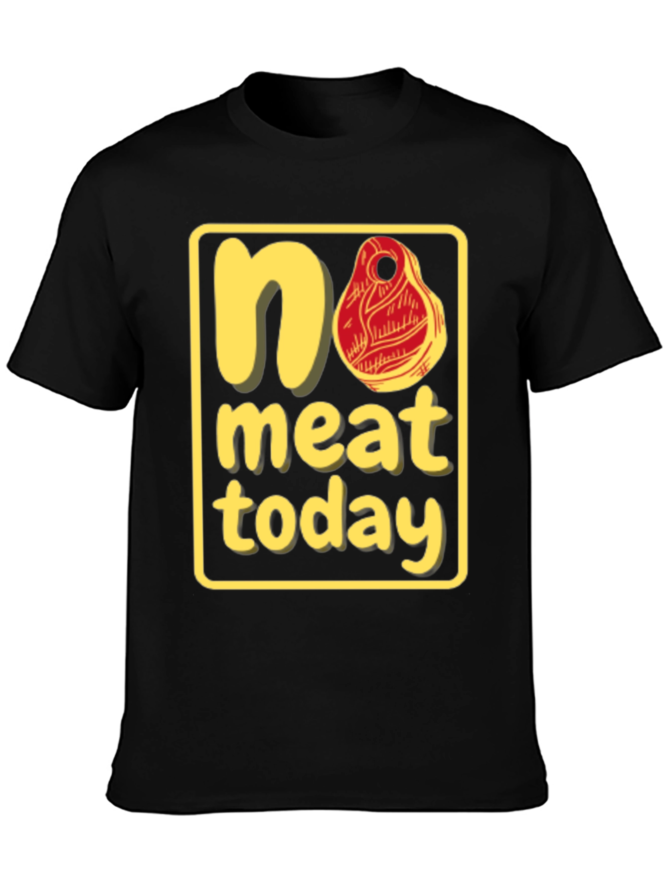 Black No Meat Today Graphic T-Shirt - Black Cotton Tee view 3