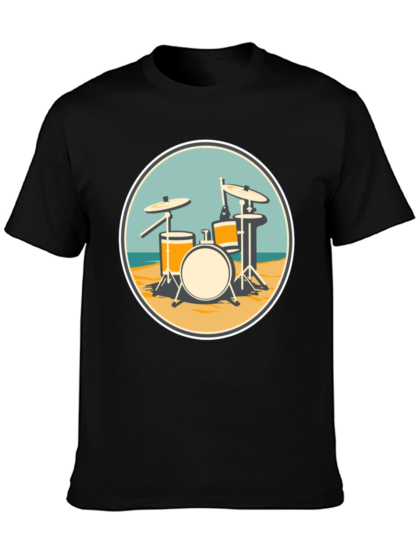Black Drum Set Beach T-Shirt view 3