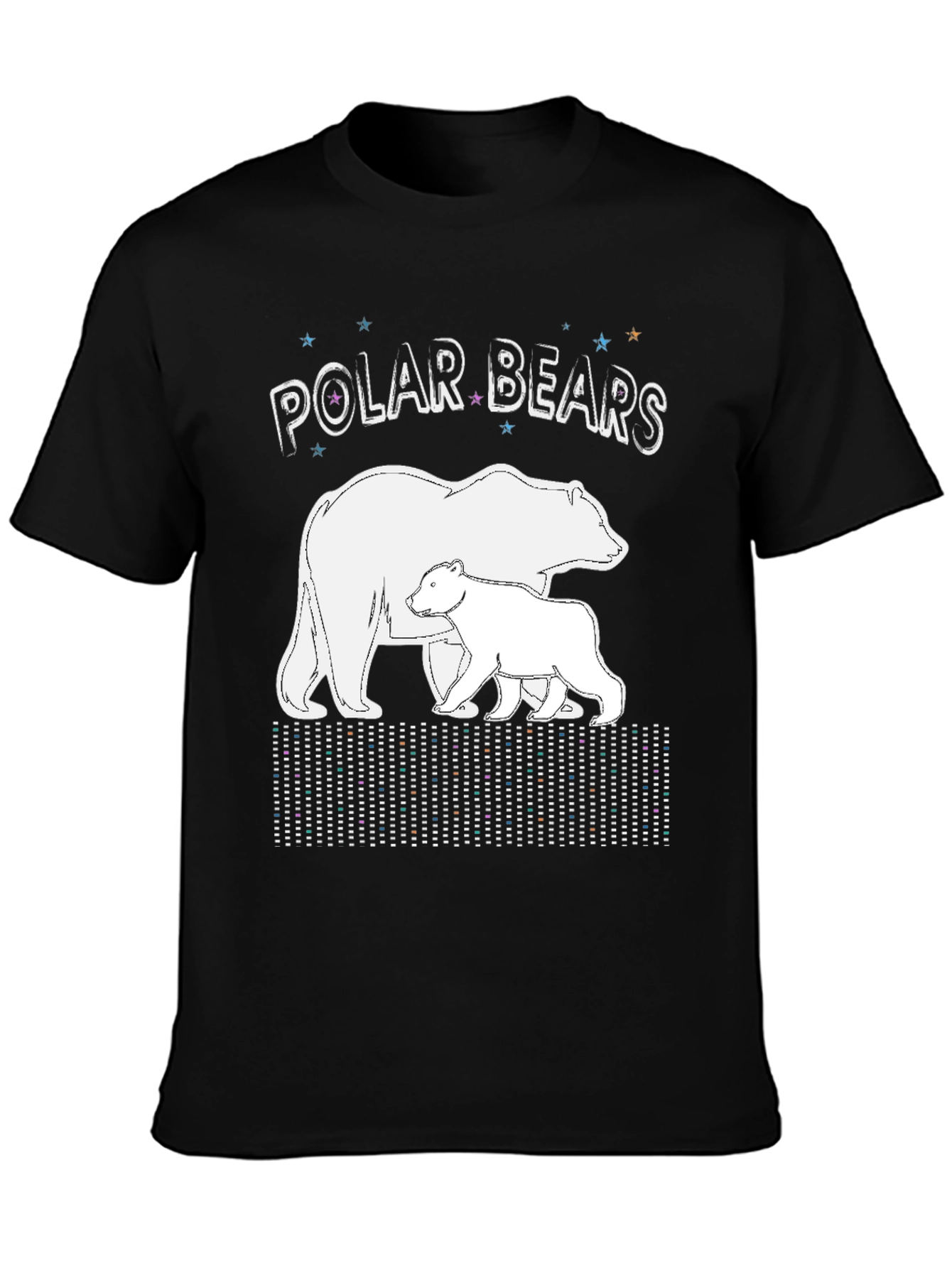 Black Polar Bears Graphic Print Crew Neck T-Shirt view 3
