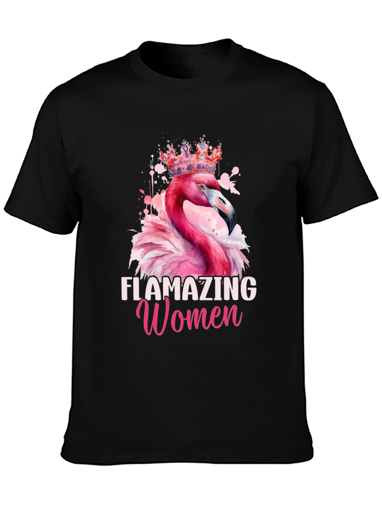 Black Flamazing Women Flamingo T-Shirt view 3