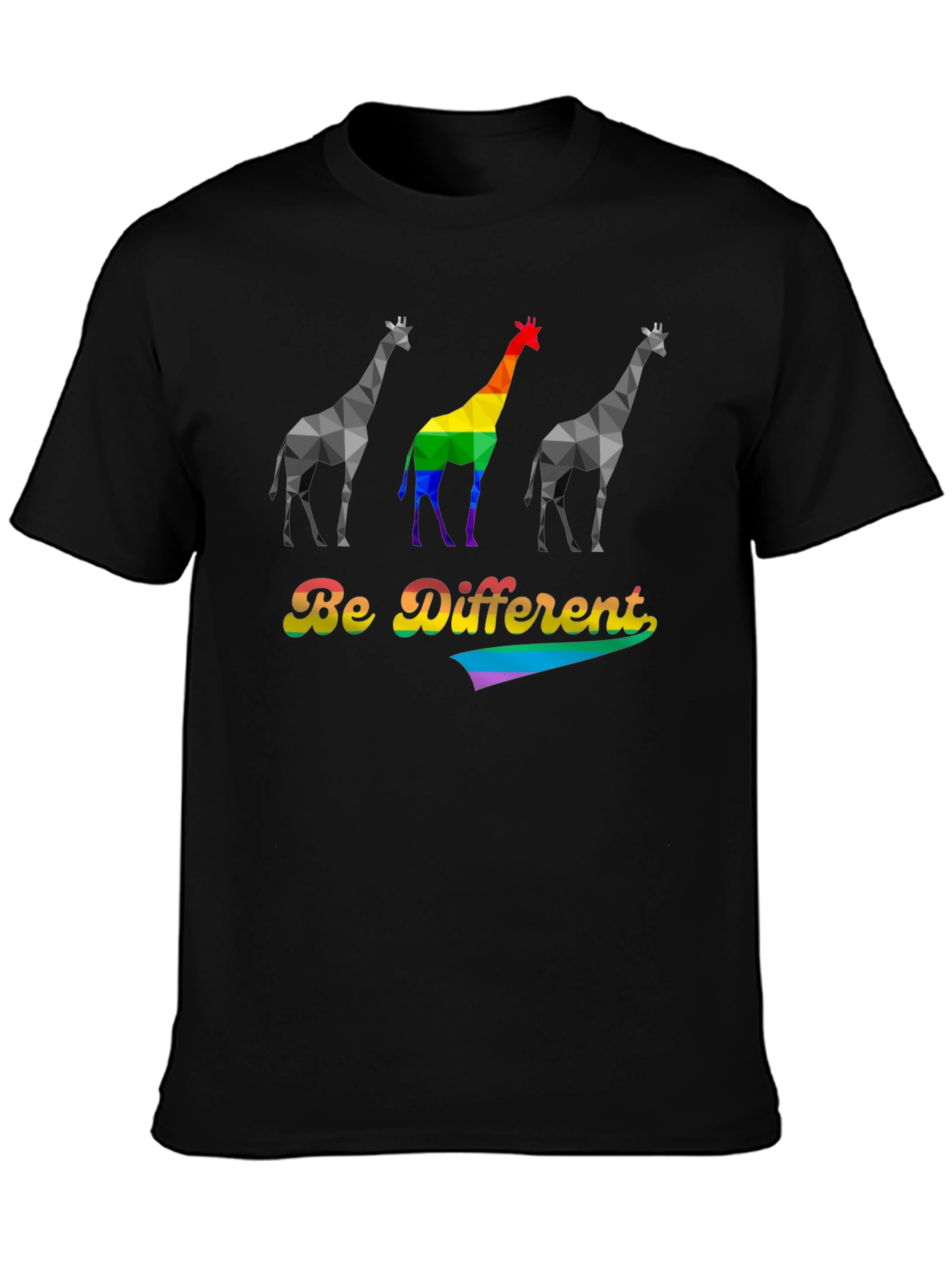 Black Be Different Giraffe Pride T-Shirt view 3