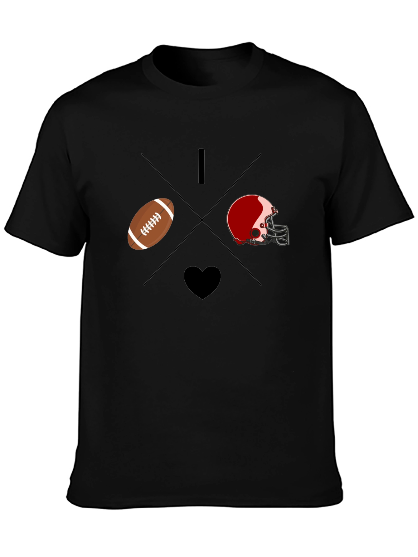 Black I Love Football T-Shirt view 3