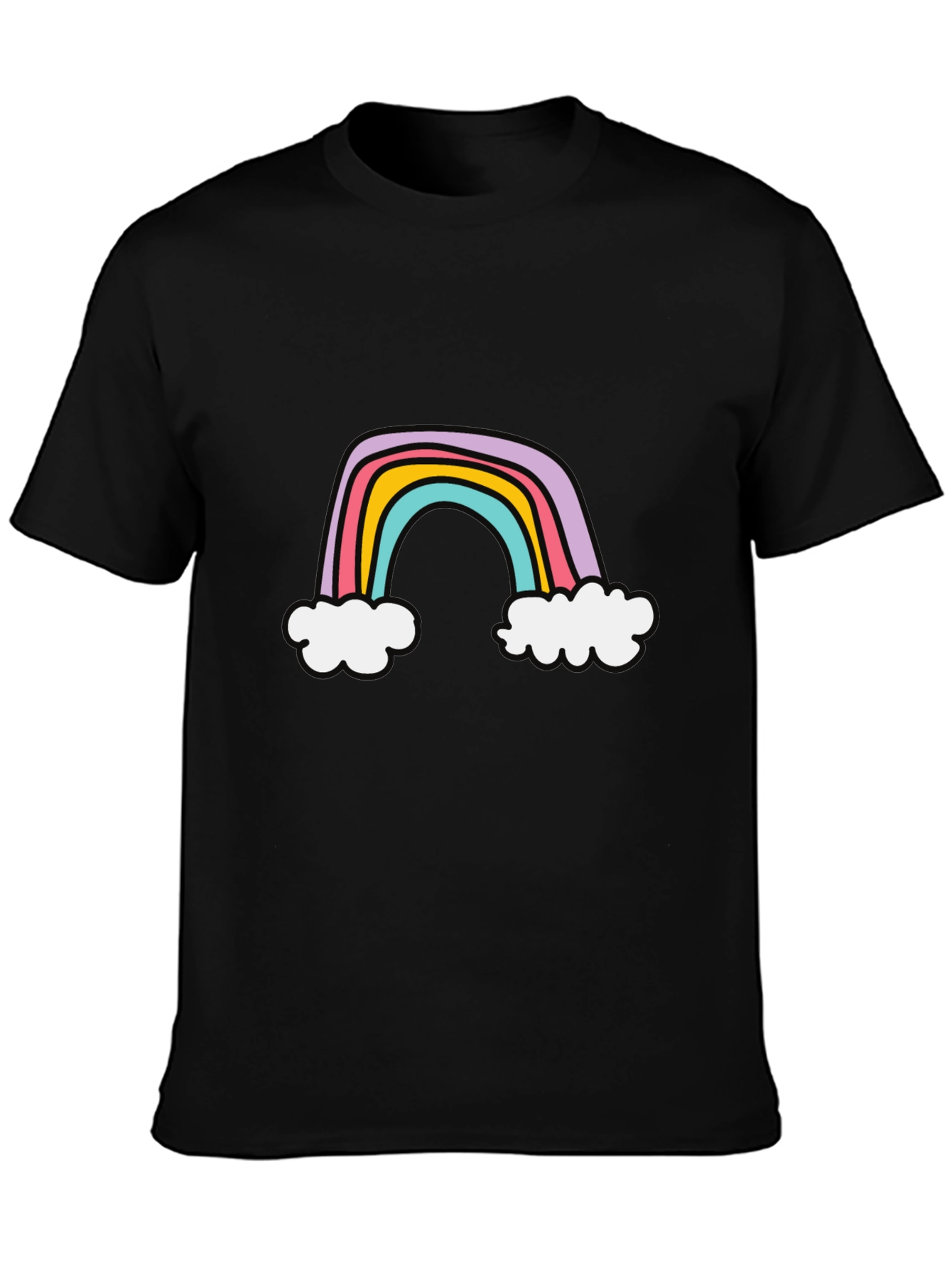 Black Rainbow Graphic Tee - Soft Cotton Blend, Casual Style view 3