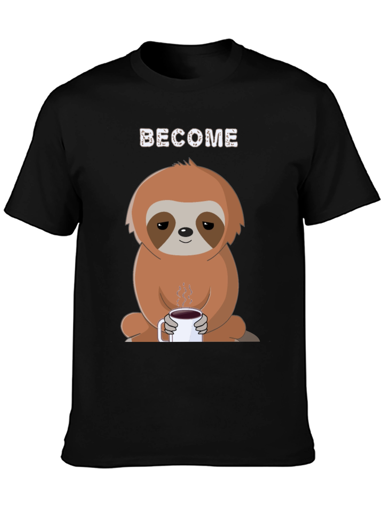 Black Become Coffee Sloth T-Shirt - Relaxed Graphic Tee view 3
