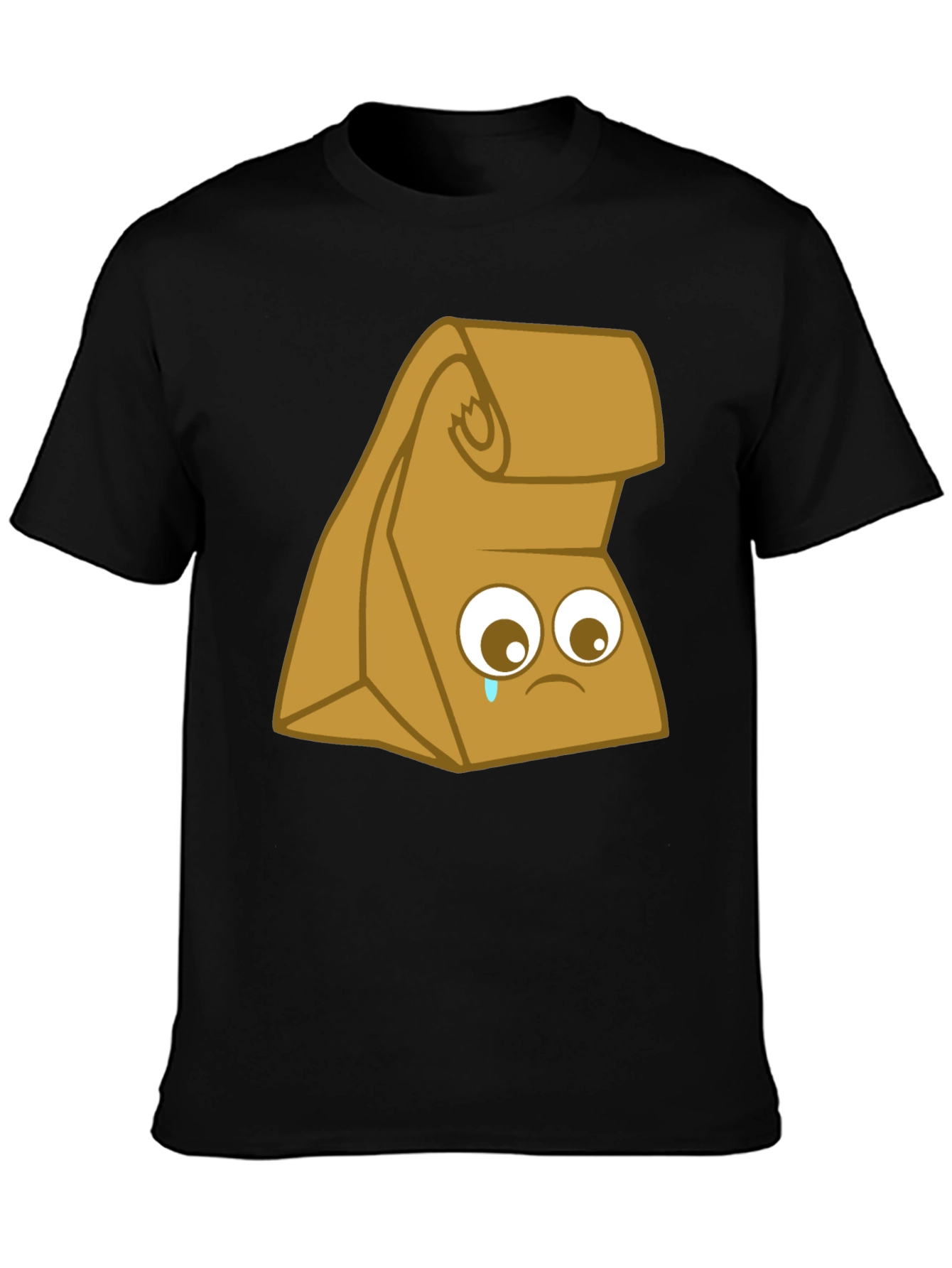 Black Sad Lunch Bag Graphic T-Shirt - Black Cotton Tee view 3