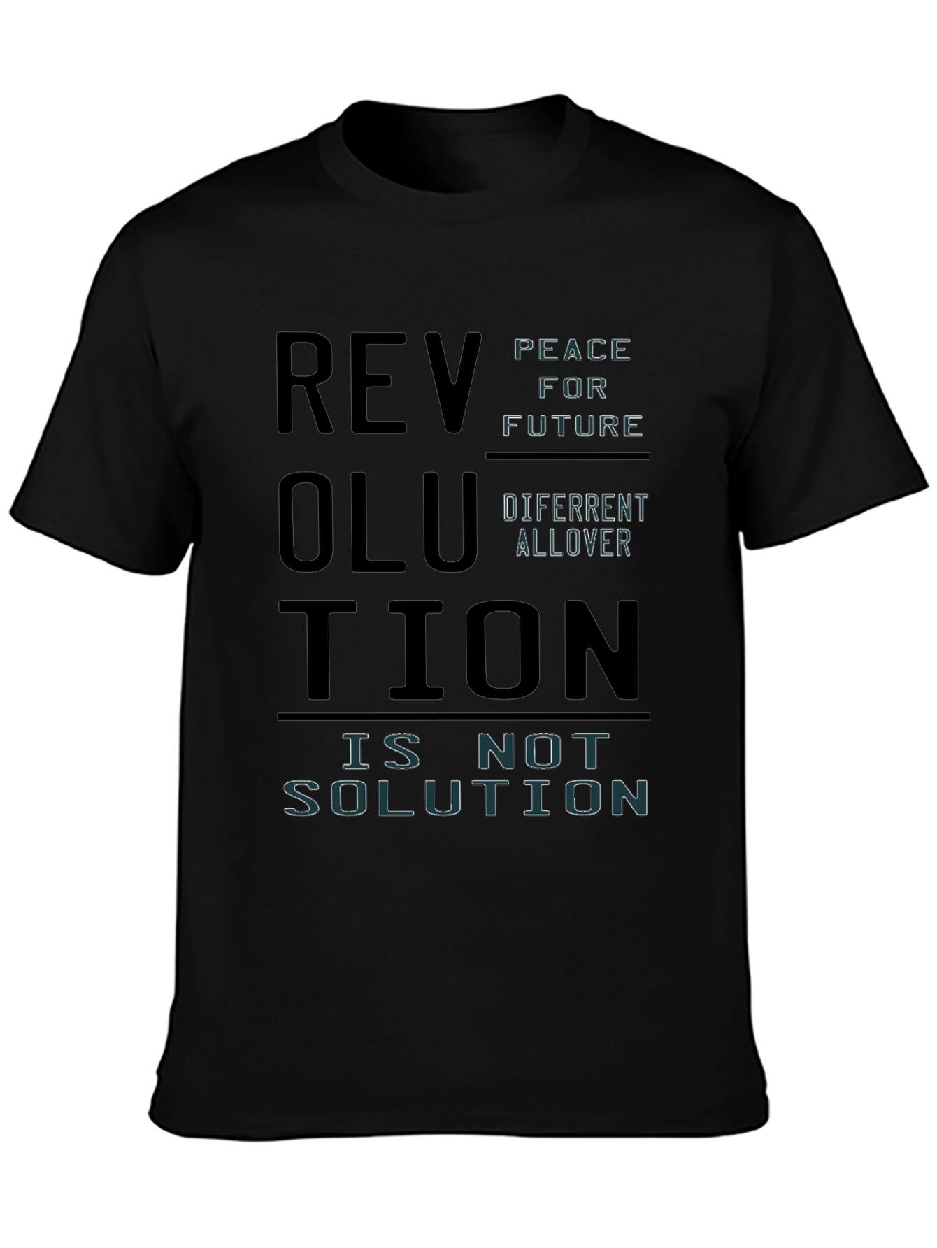 Black Revolution Slogan Graphic Print T-Shirt view 3