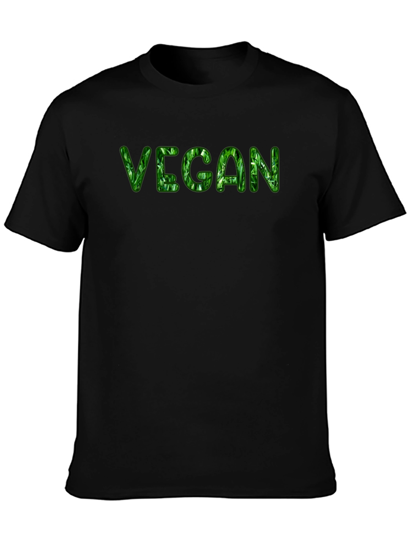 Black Vegan Leaf Graphic Black T-Shirt view 3