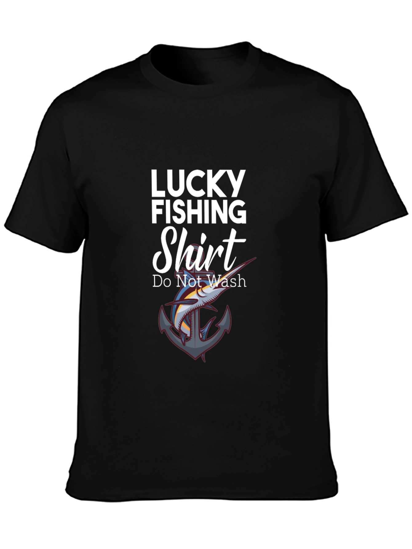 Black Lucky Fishing Shirt - Novelty Graphic Tee view 3