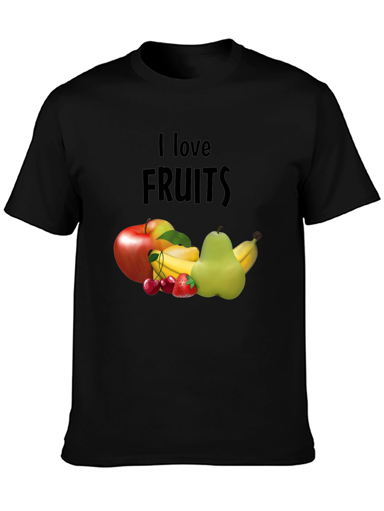 Black I Love Fruits Graphic Tee - Casual Black T-Shirt view 3