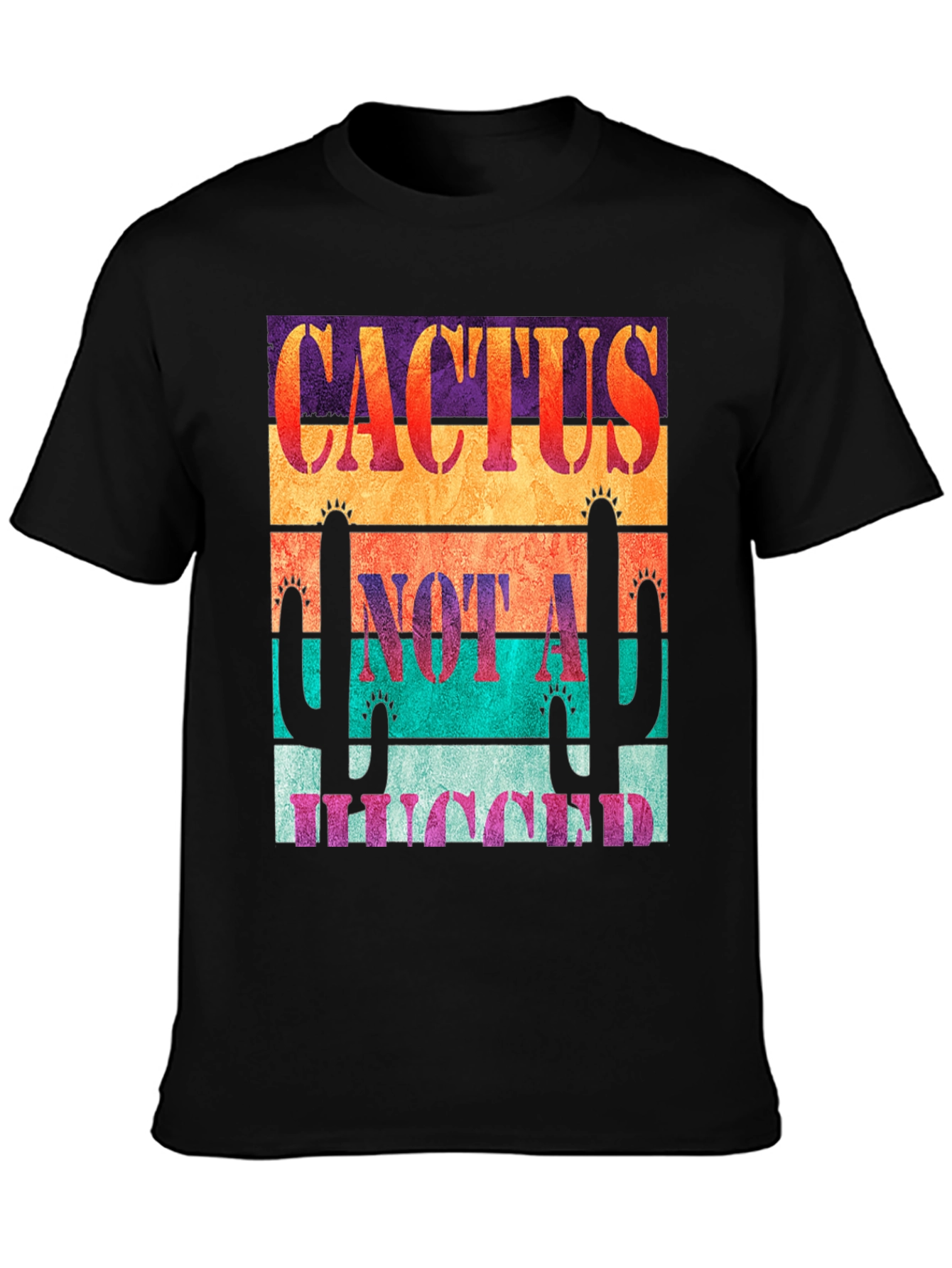 Black Cactus Not A Hugger Graphic Tee view 3