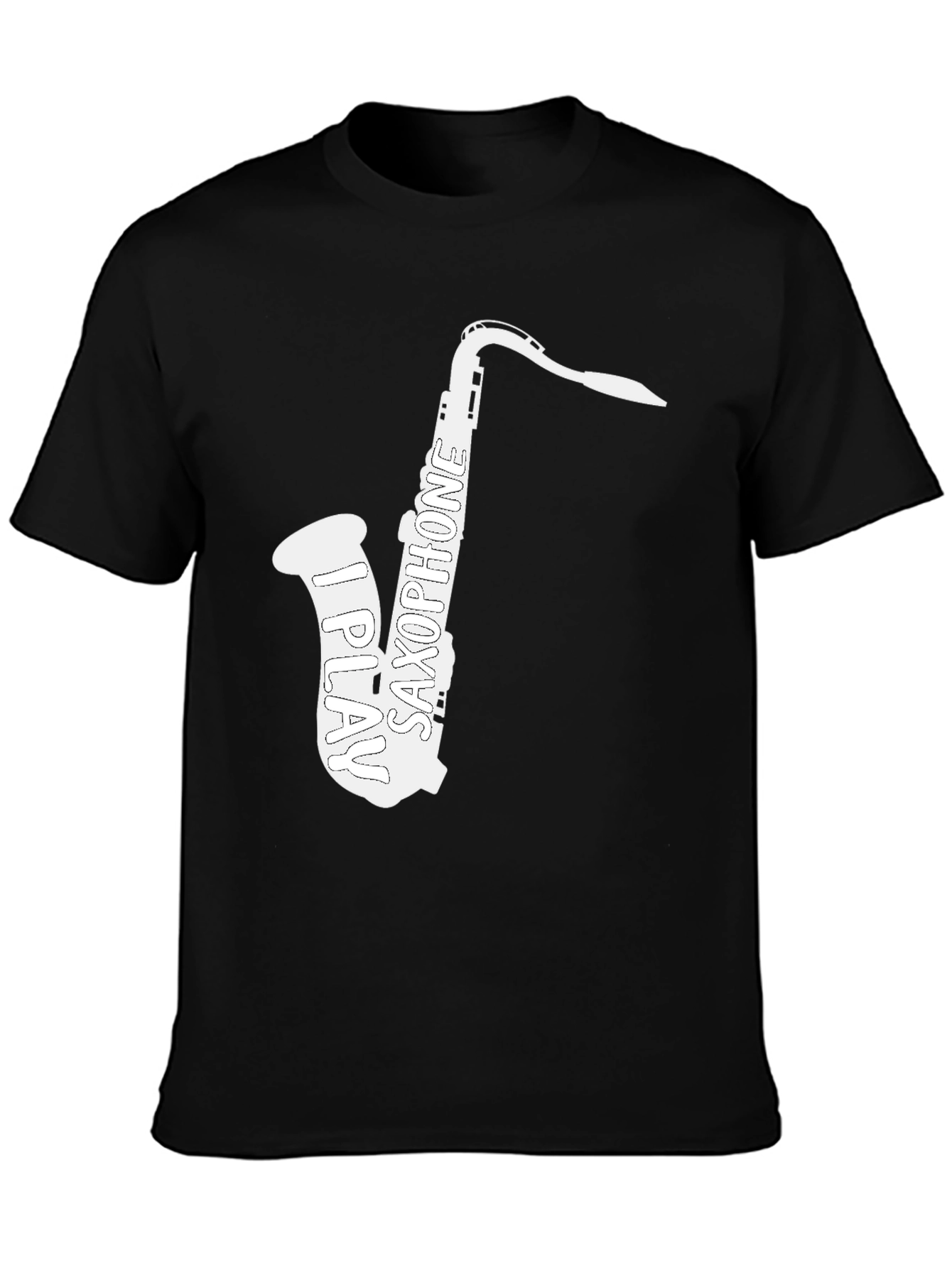 Black I Play Saxophone T-Shirt - Musician Tee view 3