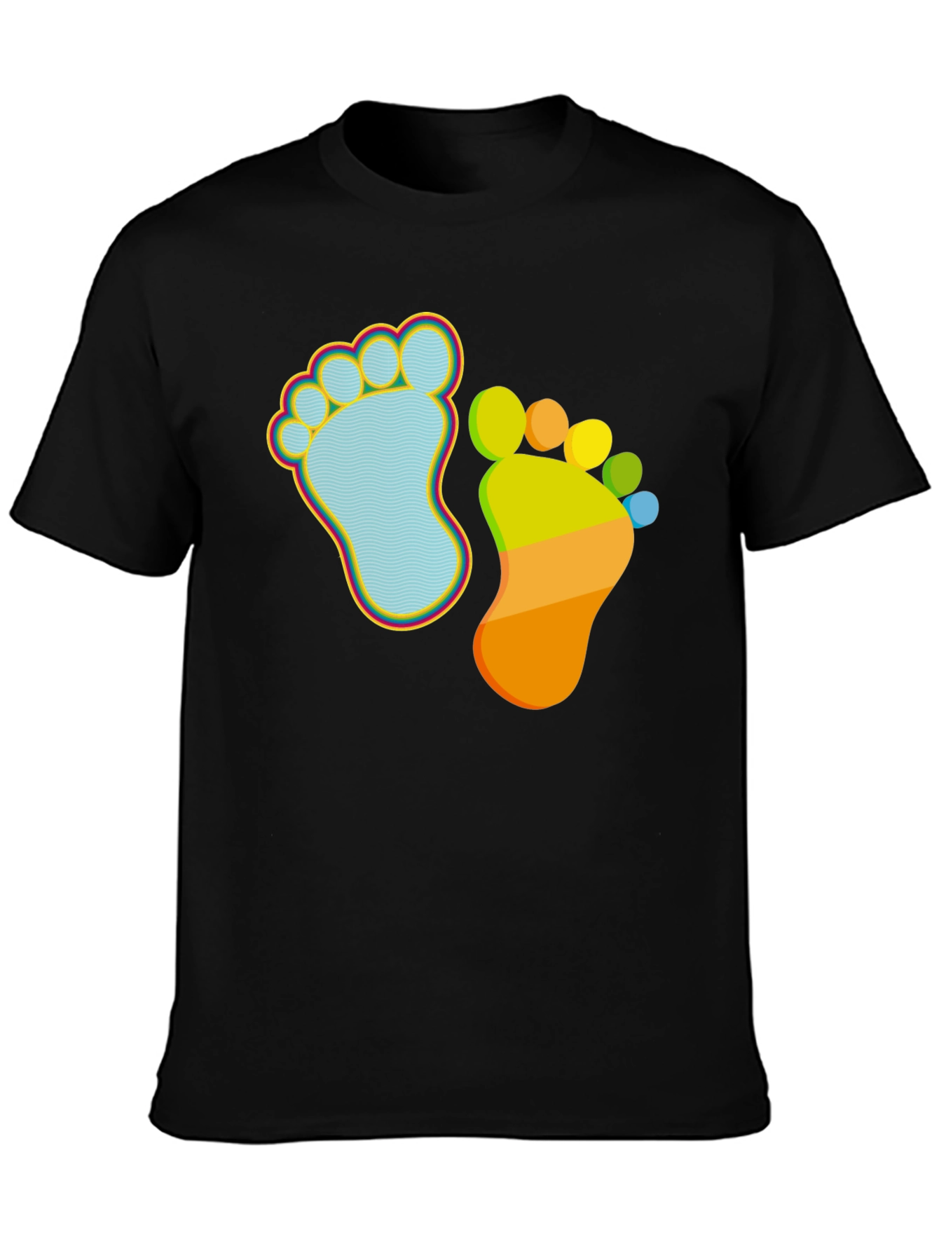 Black Whimsical Footprint Graphic Tee - Funky Feet Fashion view 3