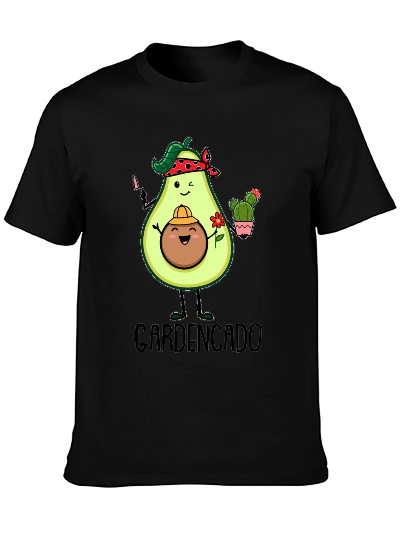 Black Gardencado Funny Avocado Gardener Black T-Shirt view 3