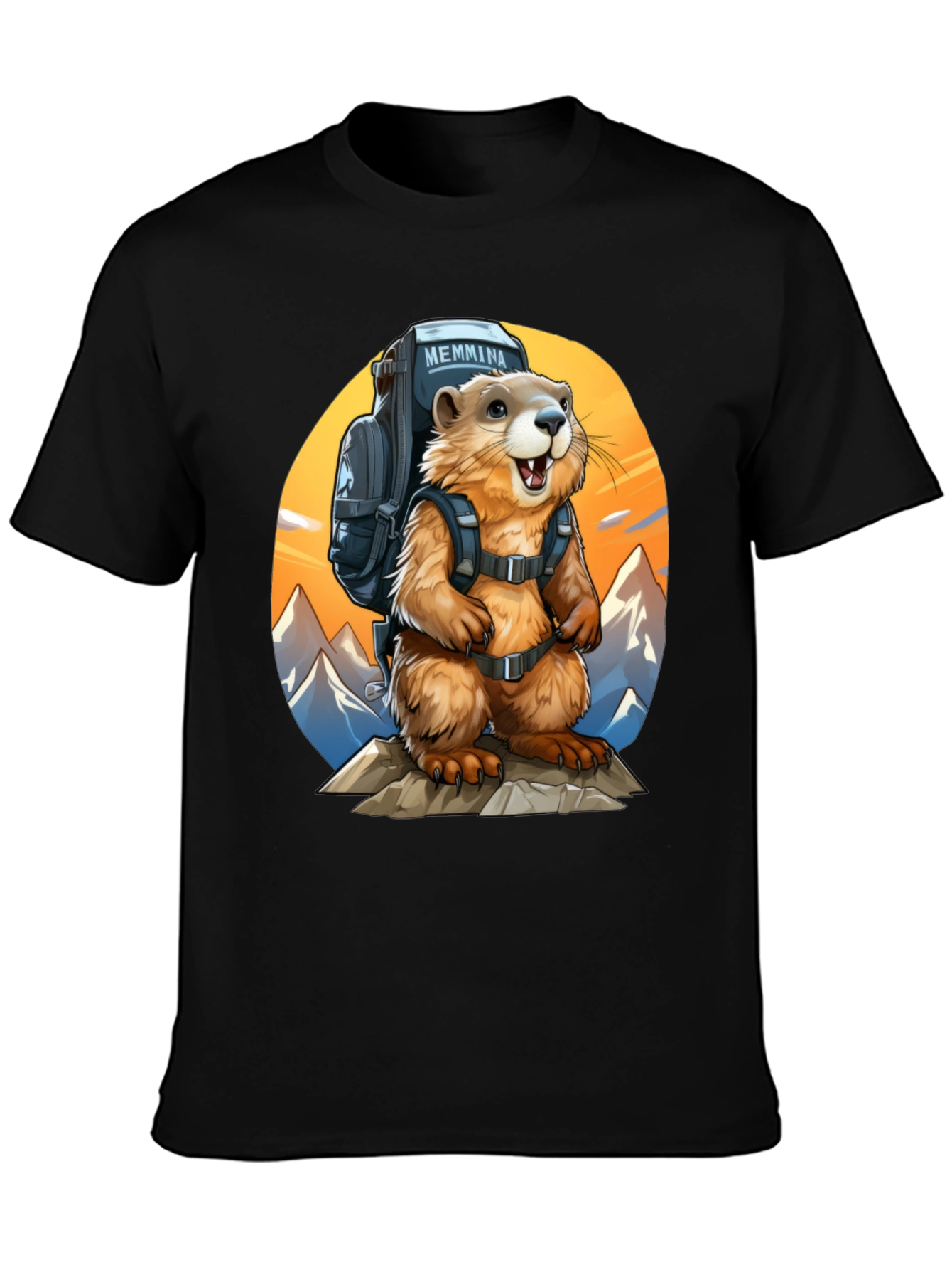 Black Hiking Marmot T-Shirt - Adventure Ready view 3