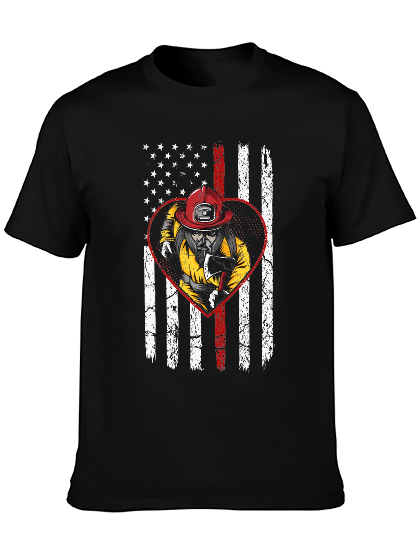 Black Firefighter Flag T-Shirt - Show Your Support! view 3