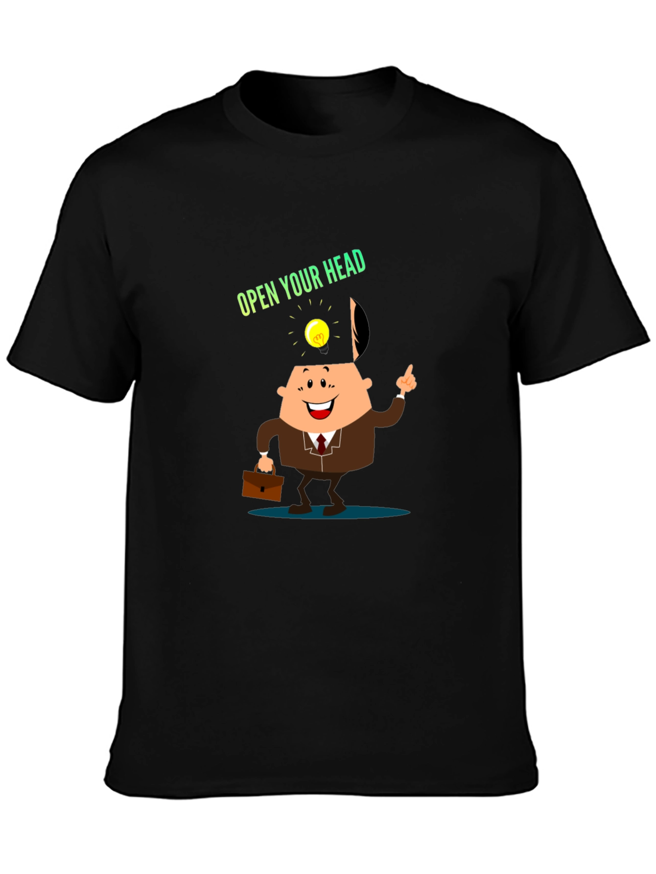 Black Open Your Head T-Shirt - Idea Bulb view 3