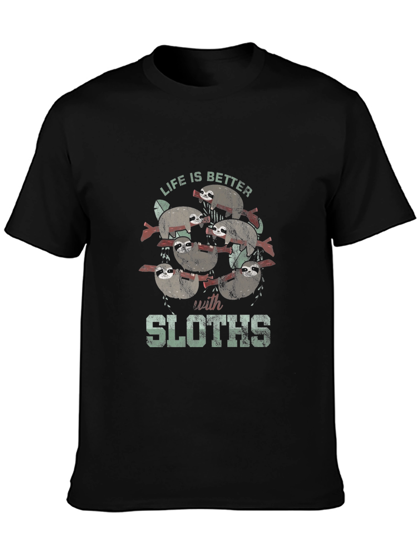 Black Life is Better with Sloths Graphic T-Shirt view 3