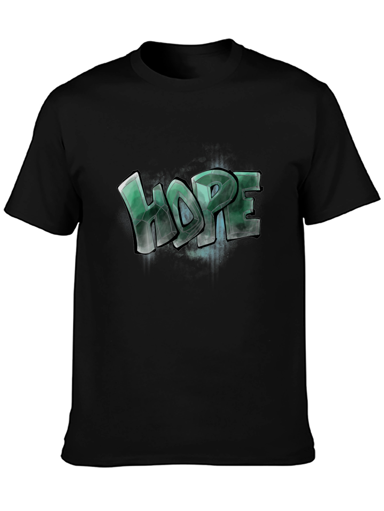 Black Men's Graphic Tee - "Hope" Design - Casual Black T-Shirt view 3