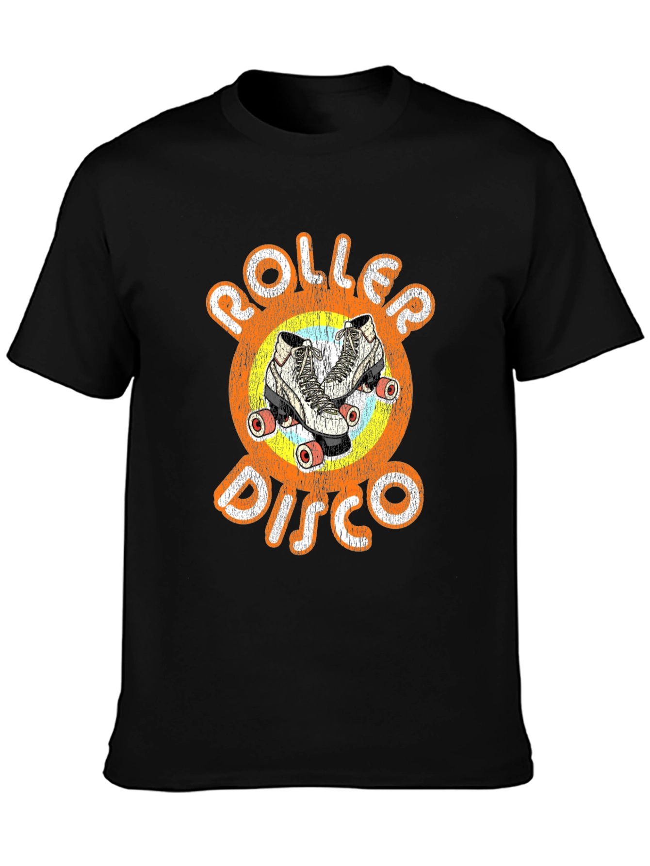 Black Retro Roller Disco T-Shirt - Vintage Skate Design view 3