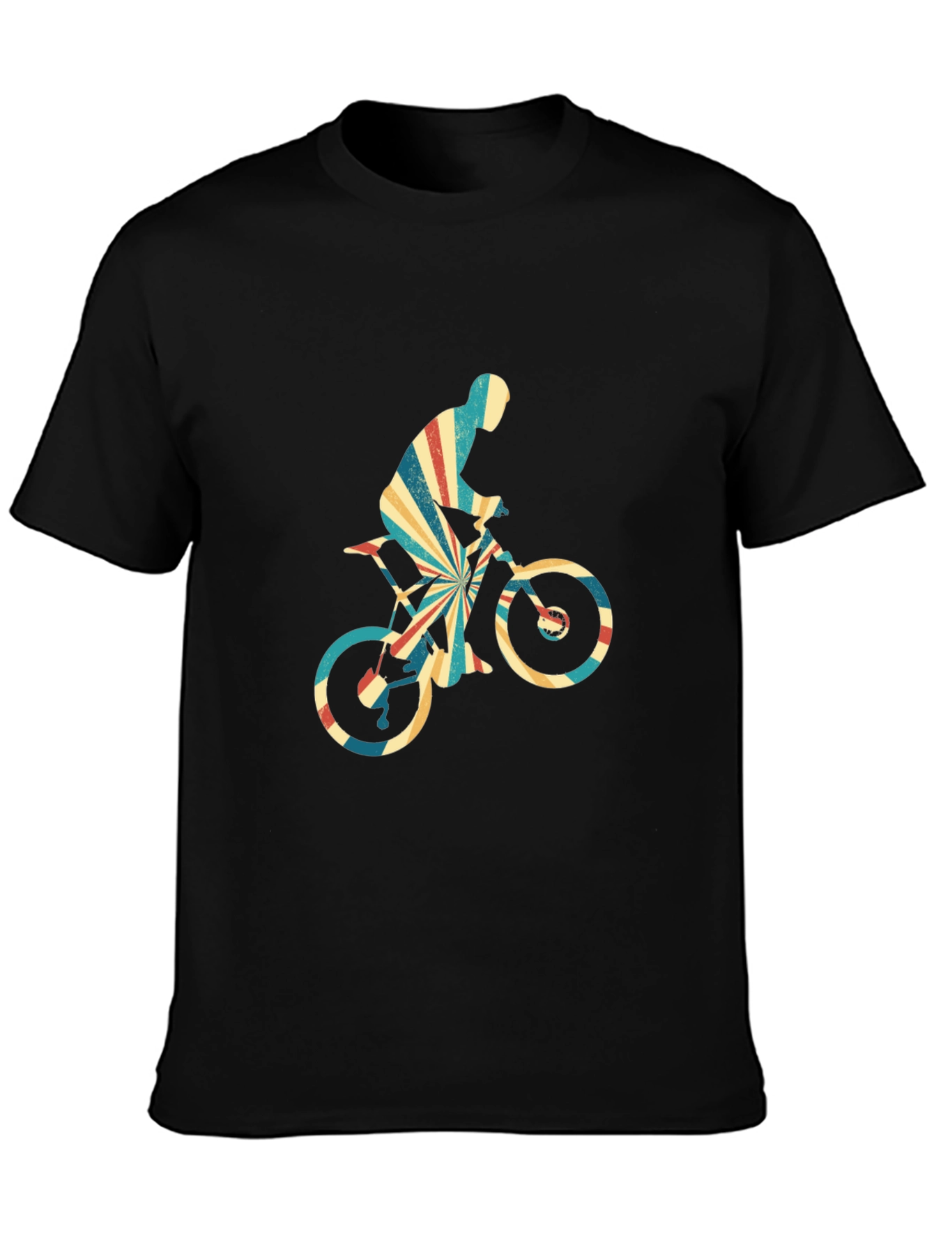 Black Retro Cycling T-Shirt - Mountain Bike Rider Design view 3