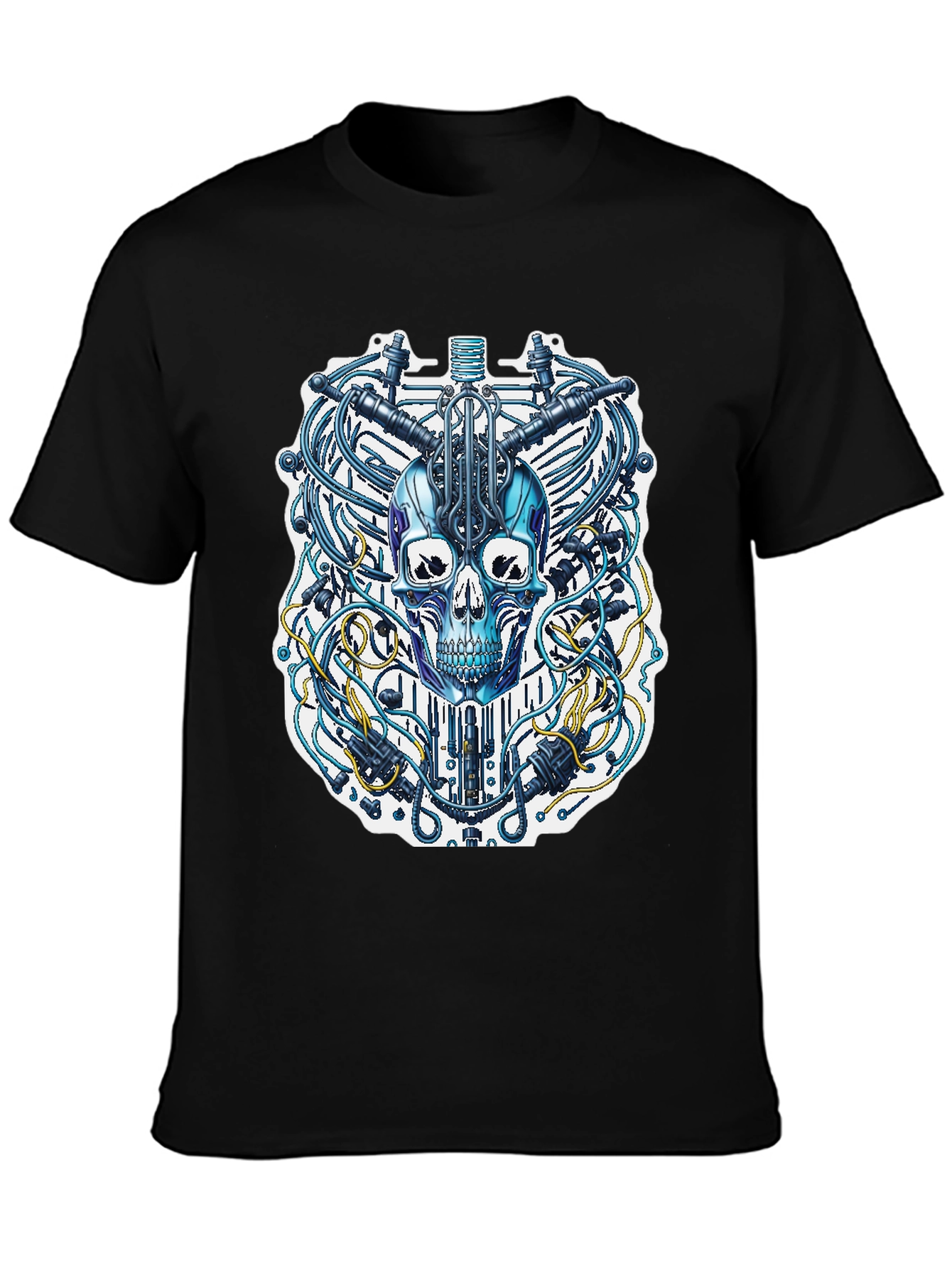 Black Cyberpunk Skull T-Shirt - Unique Design view 3