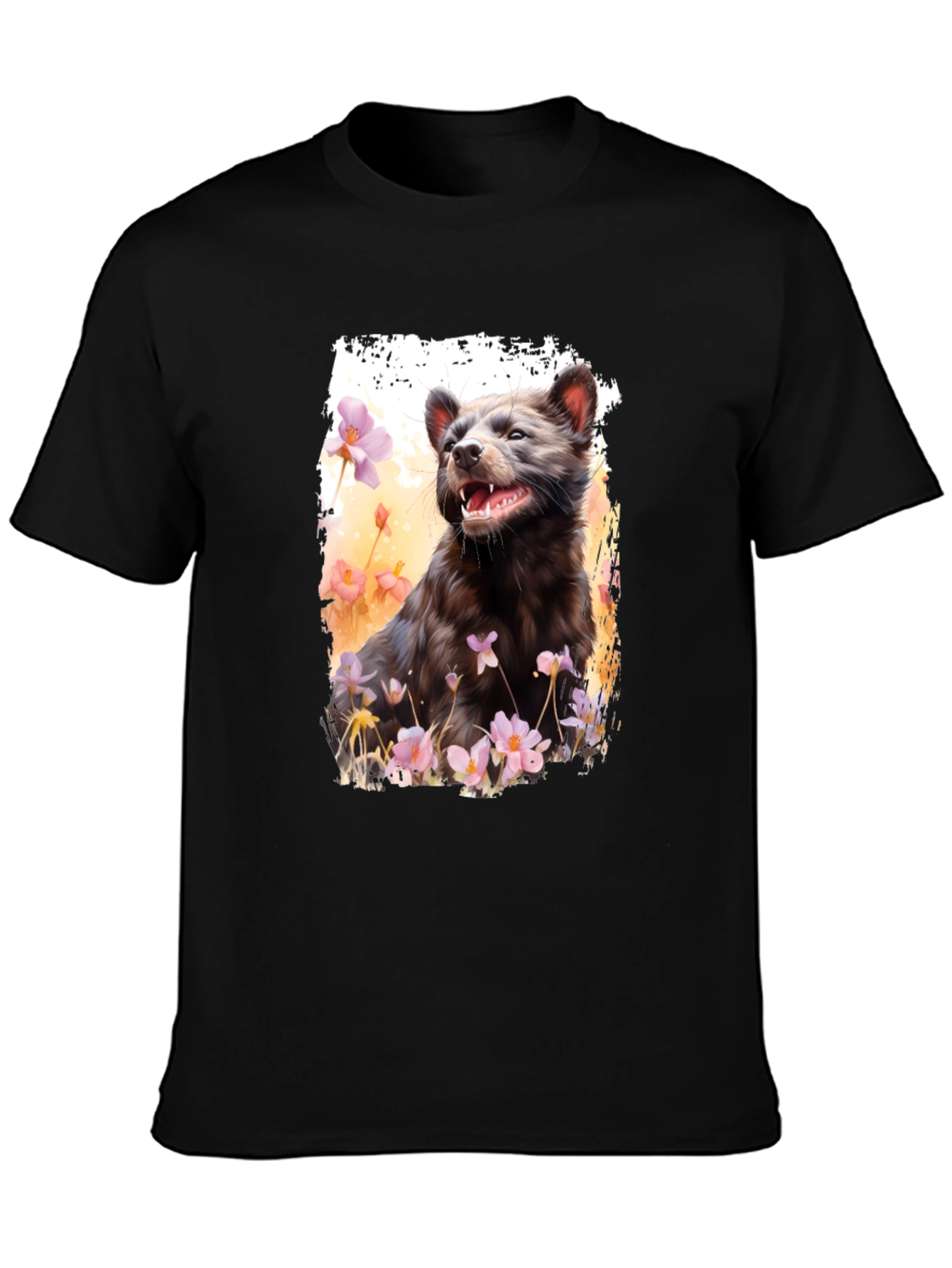 Black Tasmanian Devil Floral Print T-Shirt view 3
