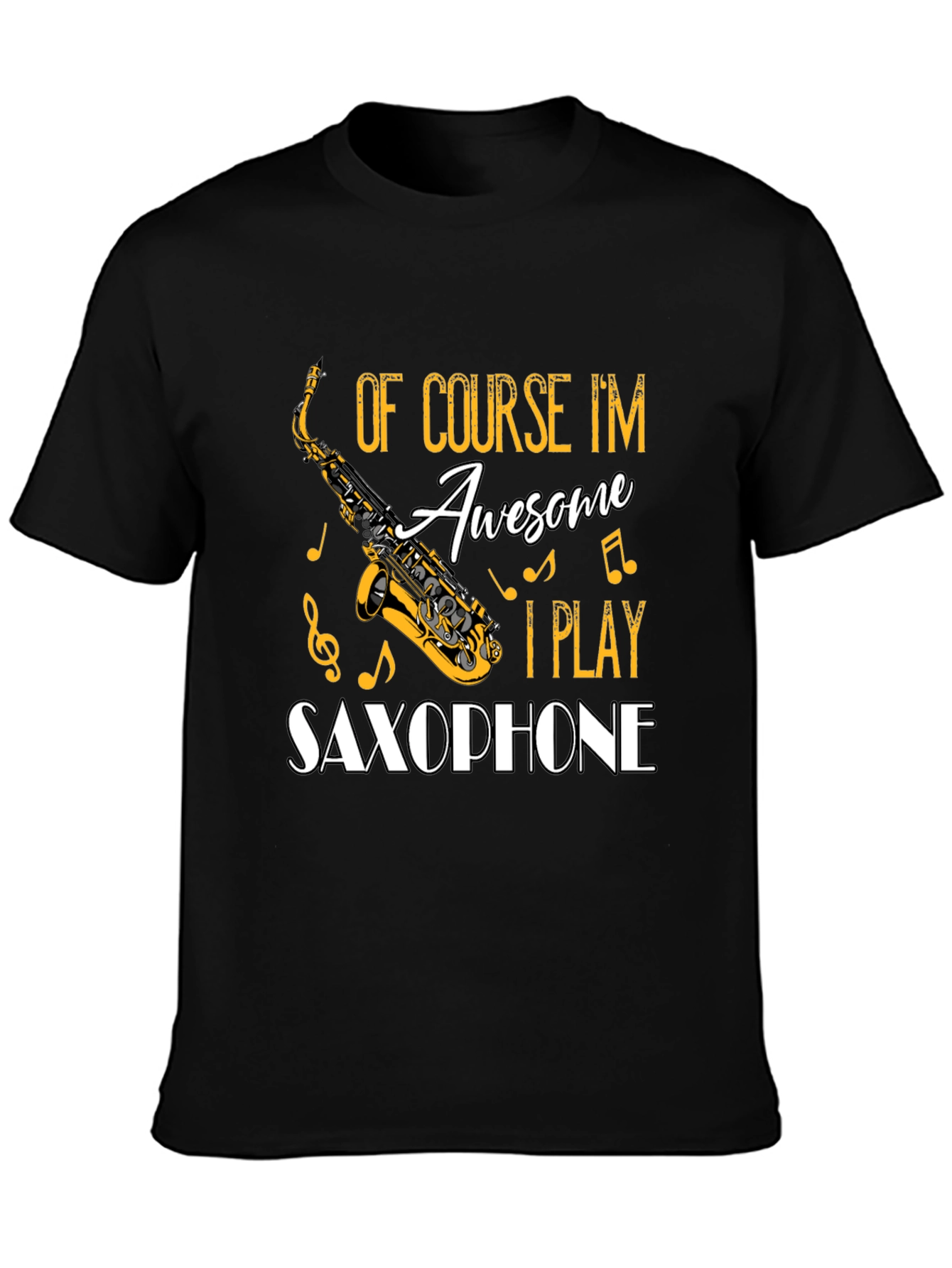 Black Saxophone Player Graphic T-Shirt - Awesome Musician Tee view 3