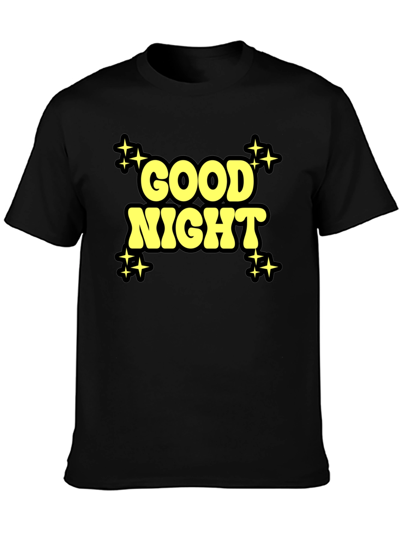 Black Good Night Graphic Print Black T-Shirt view 3