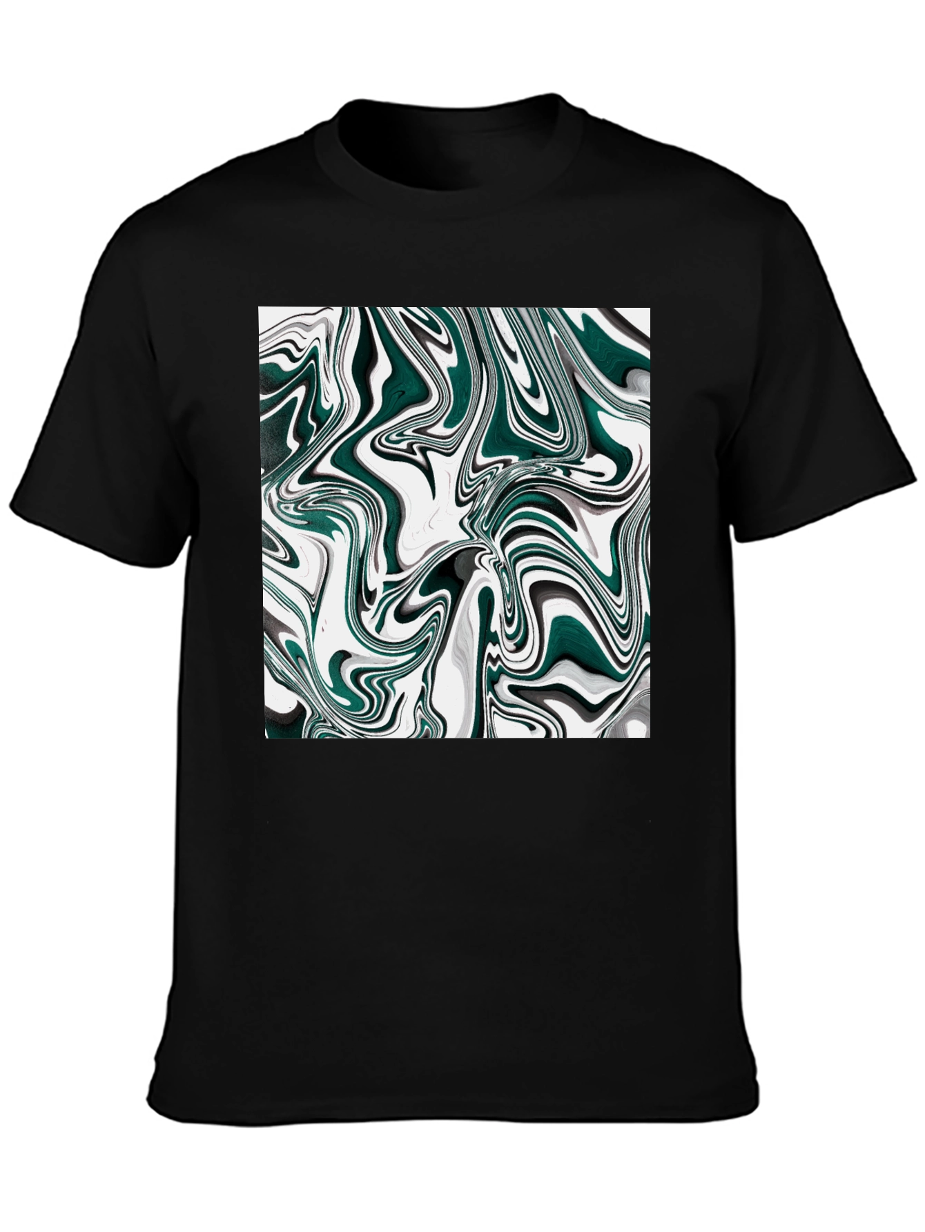 Black Abstract Swirl Graphic T-Shirt - Modern Art Tee view 3
