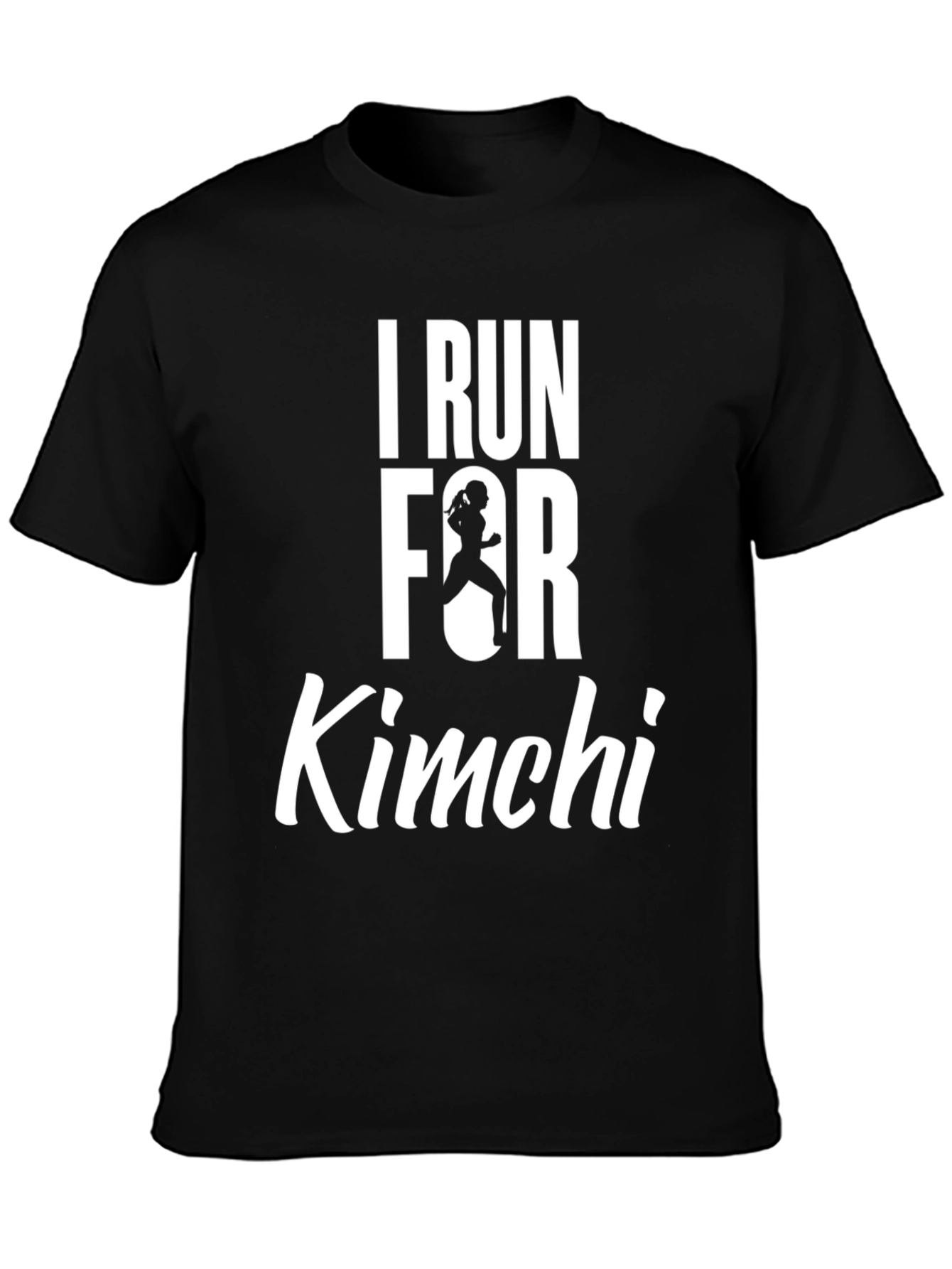 Black I Run For Kimchi T-Shirt - Black Cotton Tee view 3