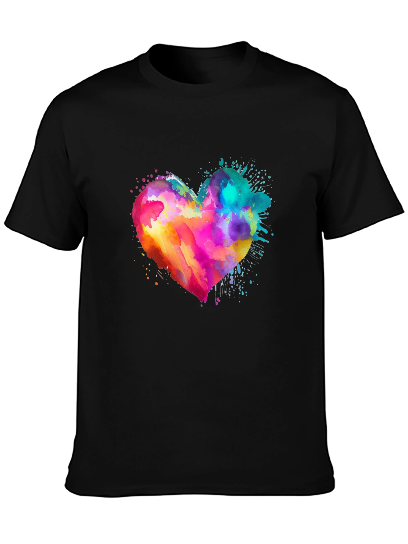 Black Watercolor Heart Graphic Tee - Soft Cotton Blend view 3