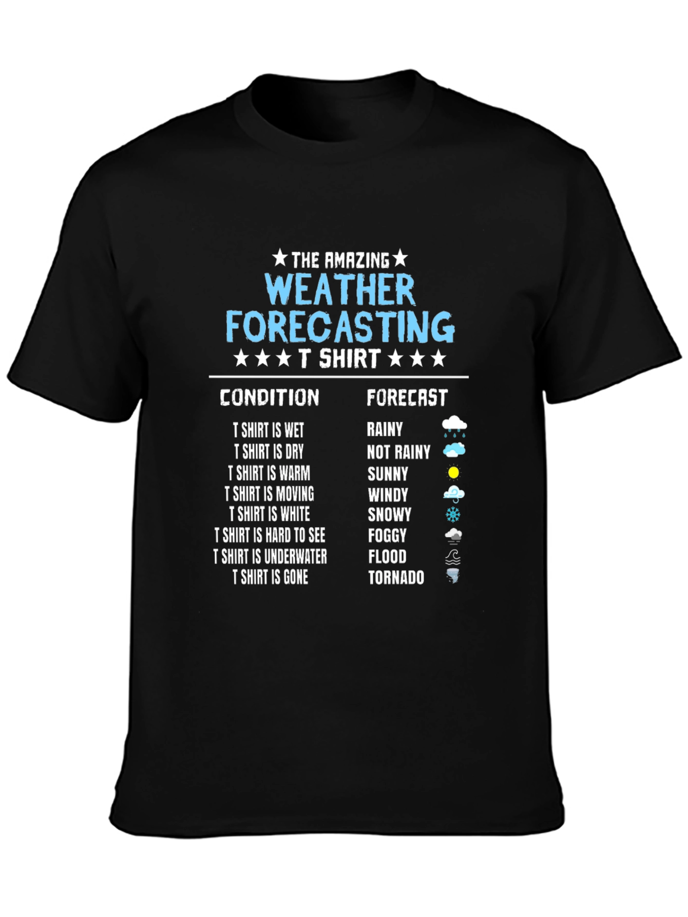 Black Amazing Weather Forecasting T-Shirt view 3