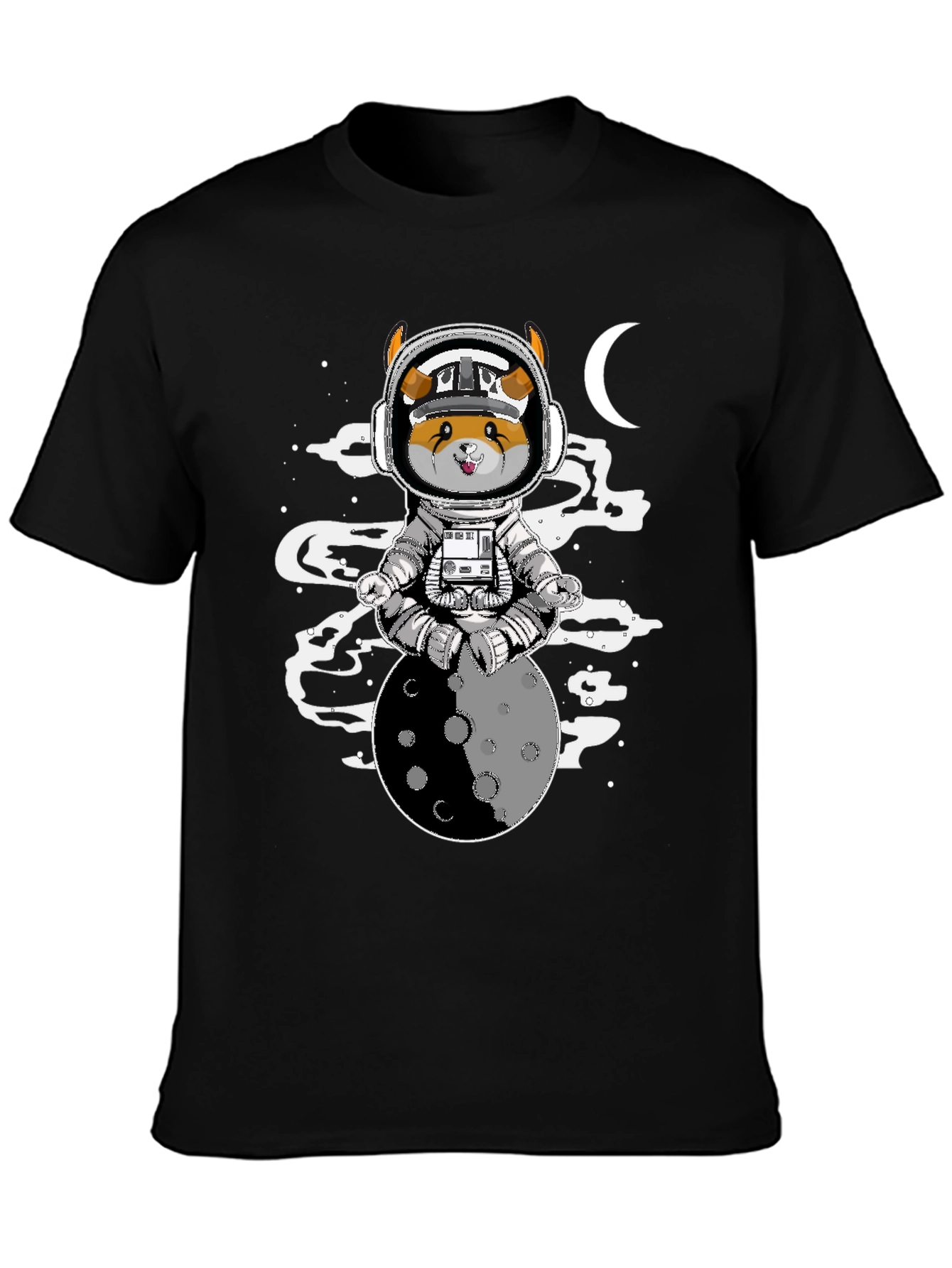 Black Astronaut Dog on the Moon T-Shirt view 3