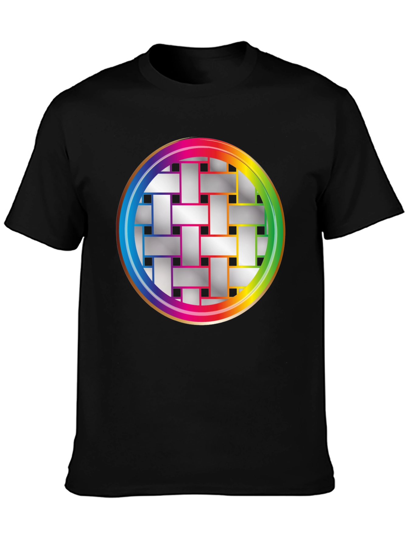 Black Geometric Woven Pattern Graphic Tee view 3